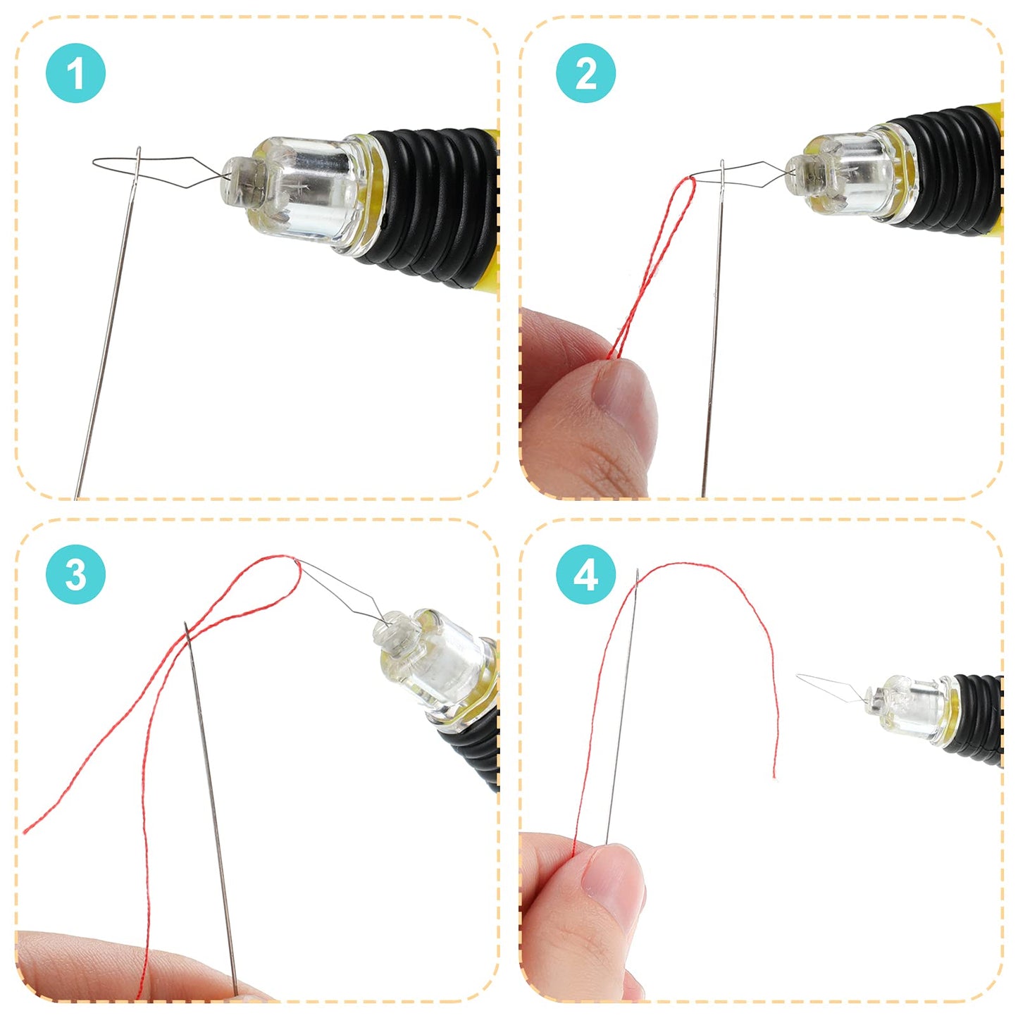 WILLBOND 2 Pieces LED Needle Threader Sewing Tools Lighted Plastic Wire Loop DIY Needle Threader Illuminated Hand Machine Sewing Tool for Stitch Crafting Yarn Embroidery Floss