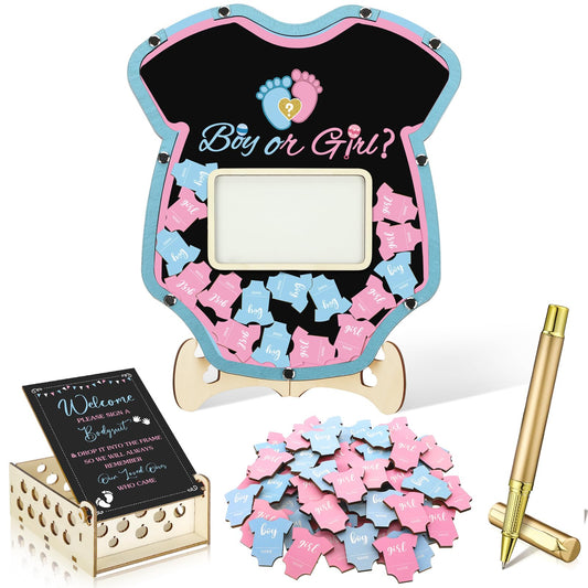 63 Pcs Baby Shower Guest Book Alternatives Set Baby Shower Decorations with Photo Frame Sonogram Frame Keepsake 60 Wood Slices Guest Book for Birthday (Gender Reveal)