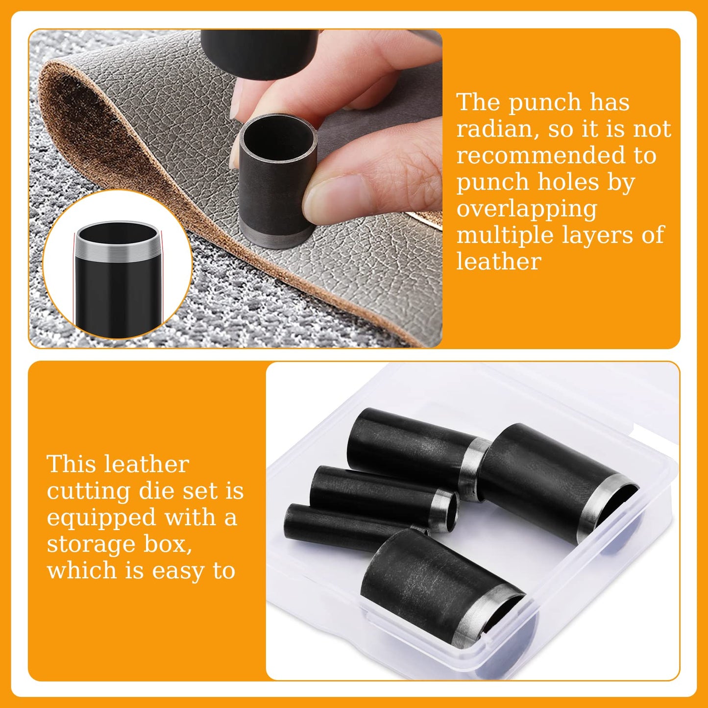 Veroave 5 Sizes Leather Hole Punch, Hollow Punch Cutter Tool Set with Storage Case, Leather Craft Tools Kit for Handmade DIY Craft Hole Punch
