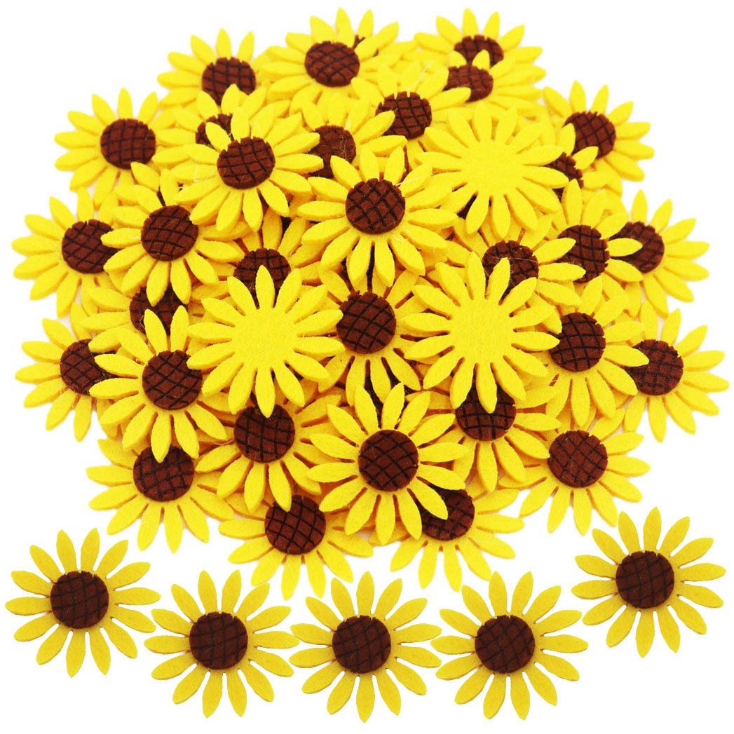 KESTAR 50pcs Felt Sunflower Applique Patches for Scrapbooking DIY Craft Making Clothes Sewing Handcraft Decoration, 4CM