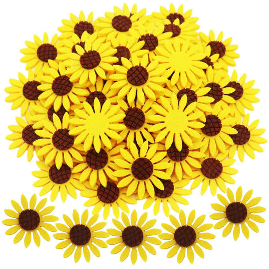 KESTAR 50pcs Felt Sunflower Applique Patches for Scrapbooking DIY Craft Making Clothes Sewing Handcraft Decoration, 4CM