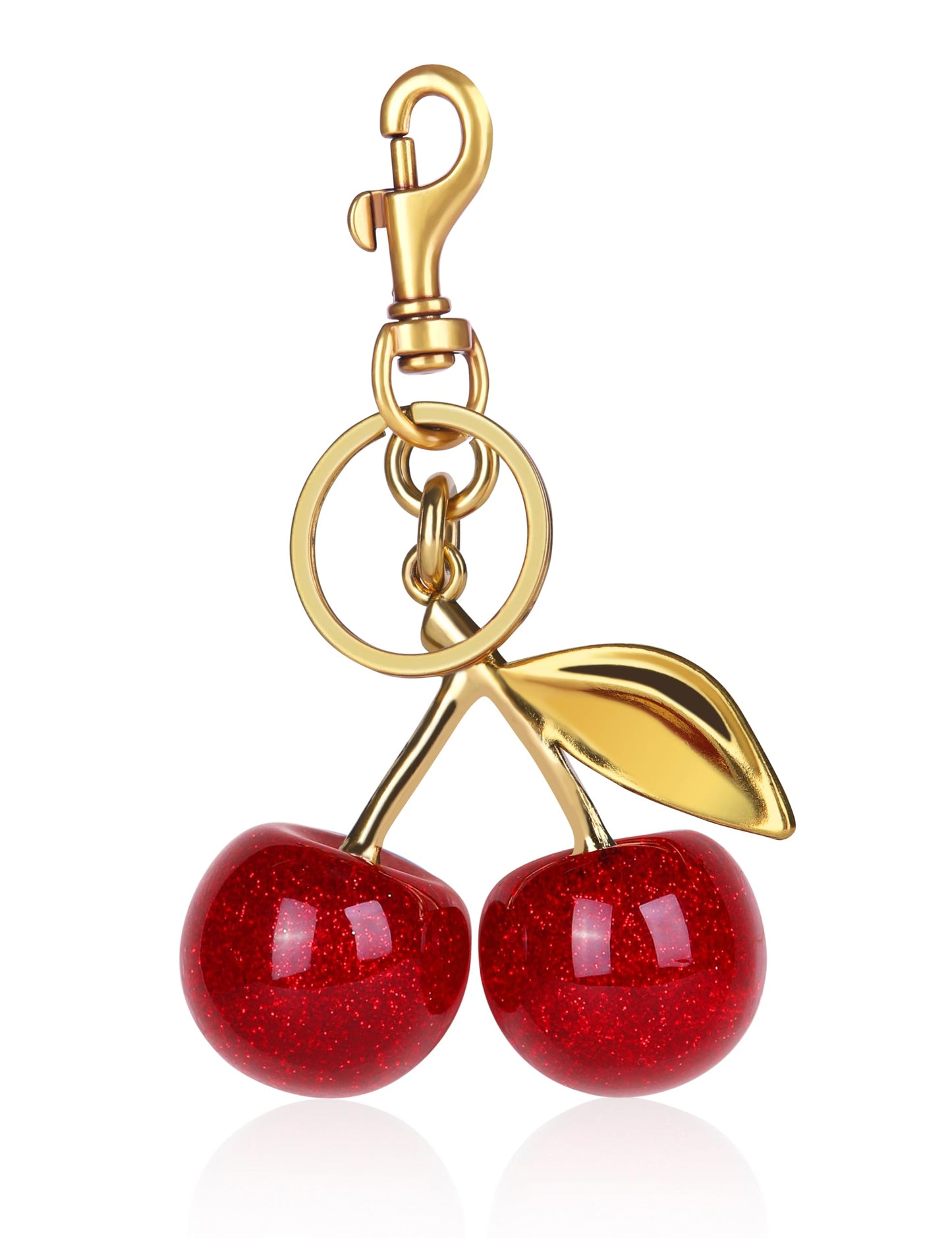 OVRUNS Cherry Bag Charm Cute Cherry Accessories Sparkling Purse Keychian Charms for Women