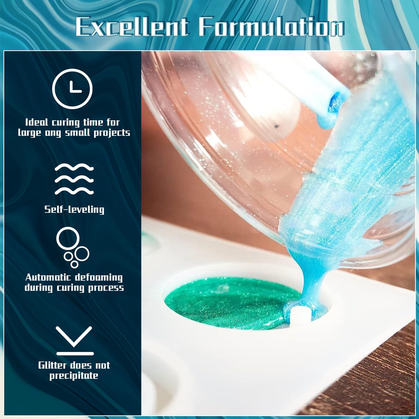 16OZ Epoxy Resin Kit-Crystal Clear Resin and Hardener Resin Epoxy kit,No Yellowing, No Bubbles Casting Resin Perfect for Jewelry Making Molds Crafts DIY 1:1 Ratio（8OZx2