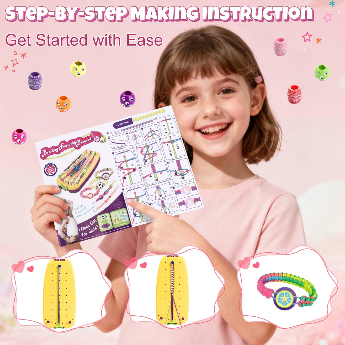 Bracelet Making Kit for Girls 6-12, Friendship Bracelet Beads Elastic String DIY Arts & Crafts Bulk Toy Set, Jewelry Maker Tool, Popular Christmas Birthday Gifts for Kids Ages 7 8 9 10 11 (169PCS)