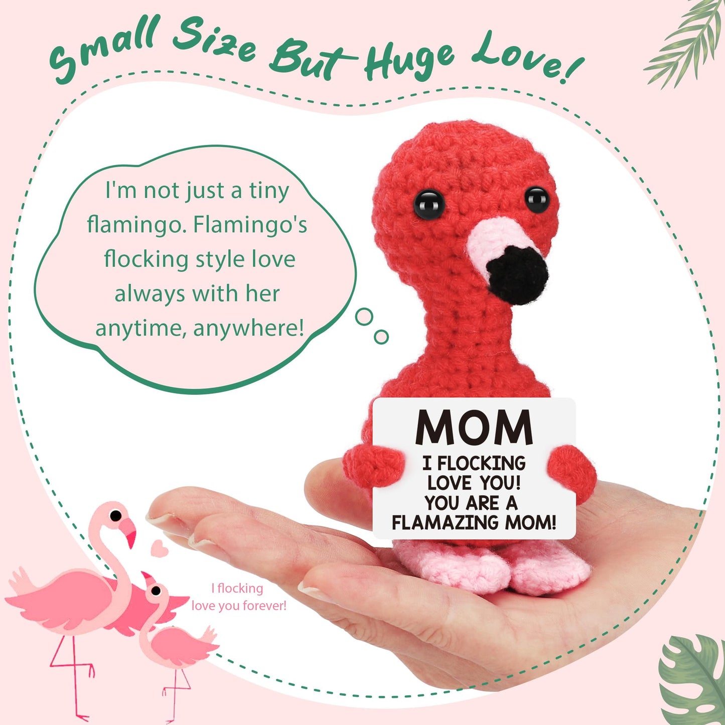 Mothers Day Mom Gifts from Daughter Son, Mothers Day Birthday Mom Easter Gifts, Birthday Card Gift for Mother in Law Stepmom Mama Funny I Love You Mum Mother Present Handmade Crochet Flamingo Decor