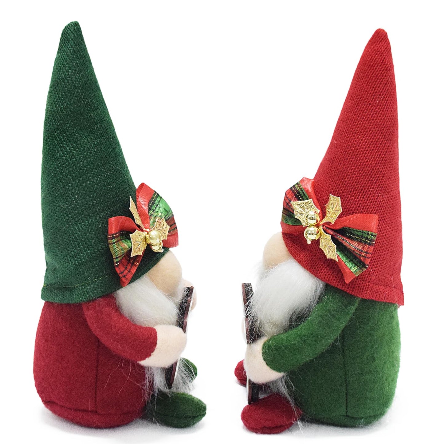 Christmas Gnomes Plush with Gingerbread,Handmade Xmas Tomte Swedish Nordic Red Green Gnomes Figurine Classical Navidad Elf Gifts Noel Ornaments for Home Office Decor
