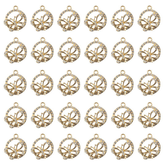 Yukfhgt Retro Hollowed Out Circle Butterfly Charms 30 Pcs Alloy Butterfly Charms Pendant for Jewelry Necklace Bracelet Earring Crafting Accessory (Gold)