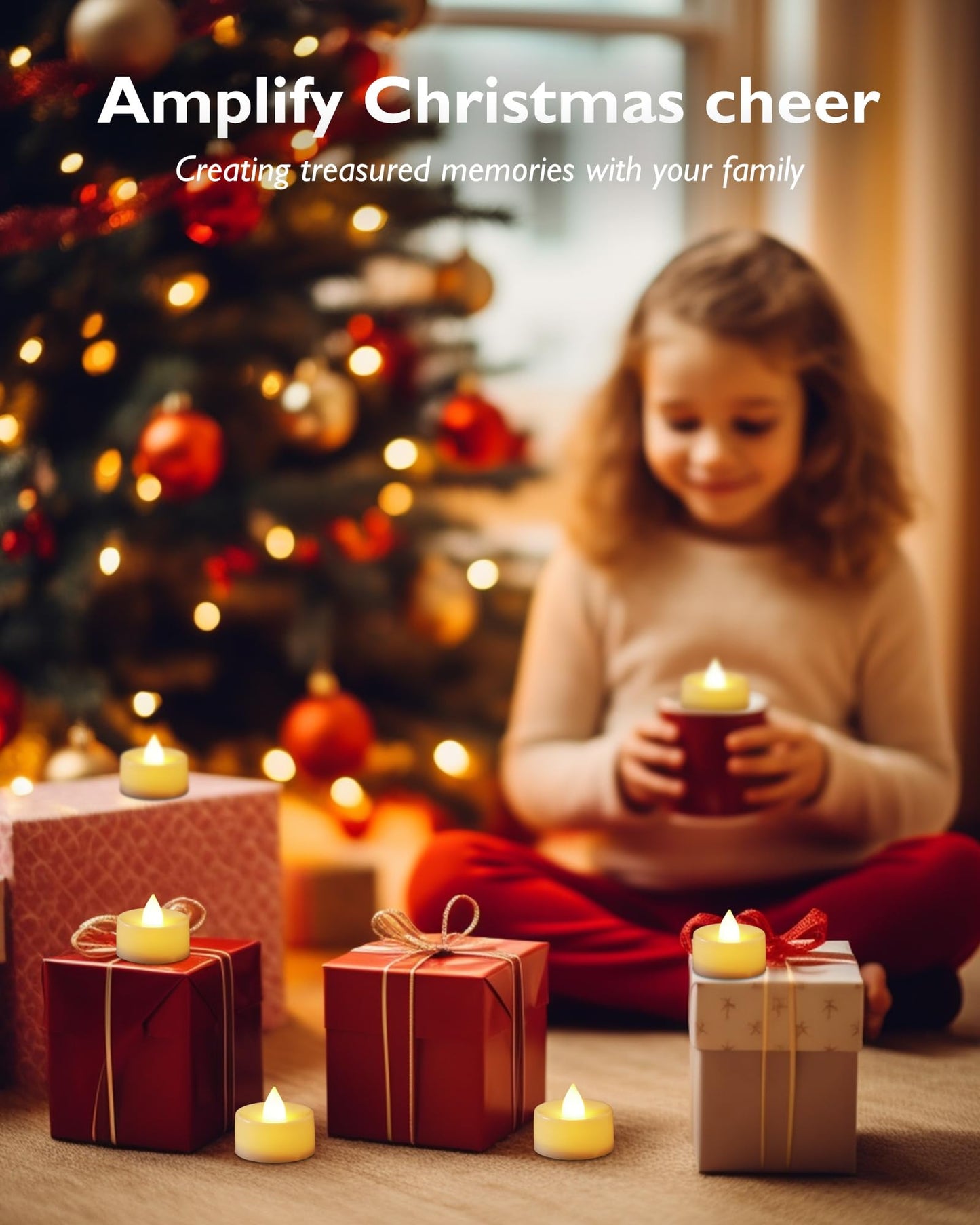 Homemory 24-Pack Flameless LED Tea Lights Candles Battery Operated, 200+Hour Fake Electric Candles TeaLights for Votive, Halloween, Ofrenda, Diya, Wedding Centerpiece Table Decor, Funeral, Christmas