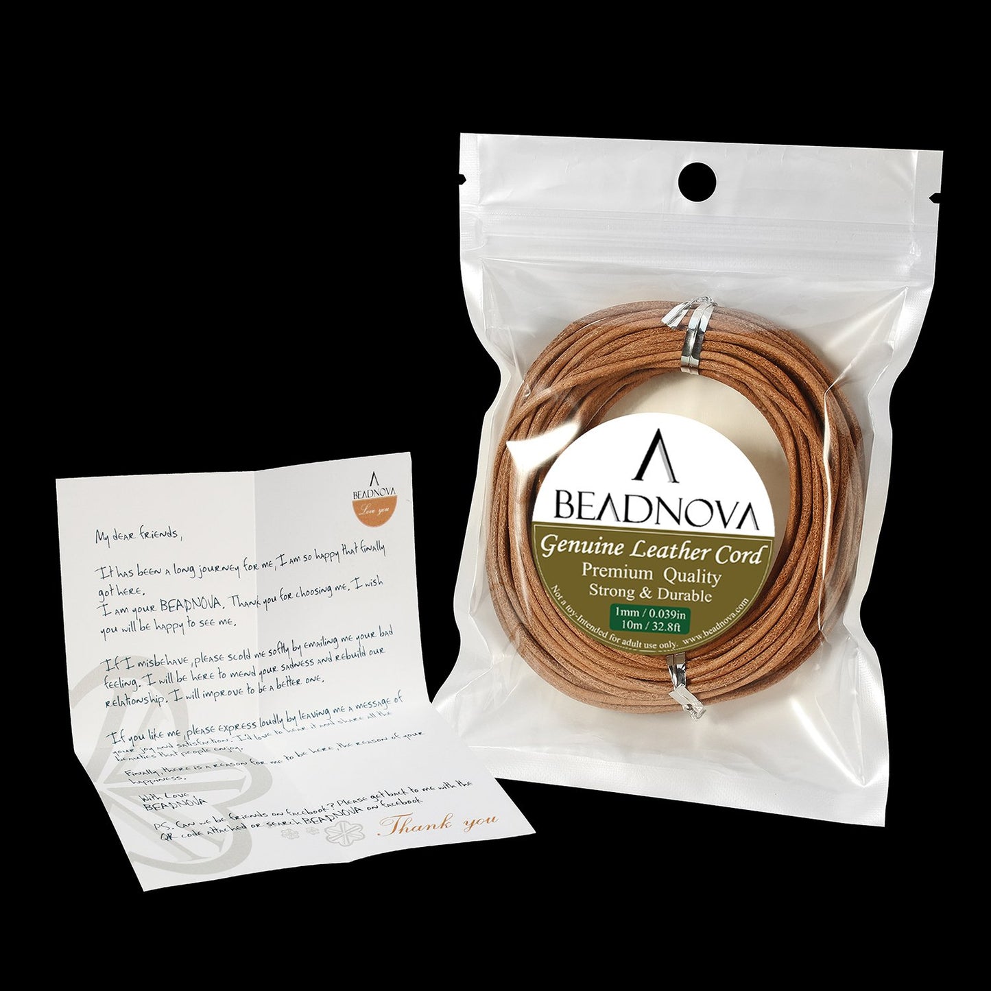 BEADNOVA Genuine Round Leather Cord Natural Leather Strips for Jewelry Making Bracelet Necklace Beading (11 Yards,1.0mm)