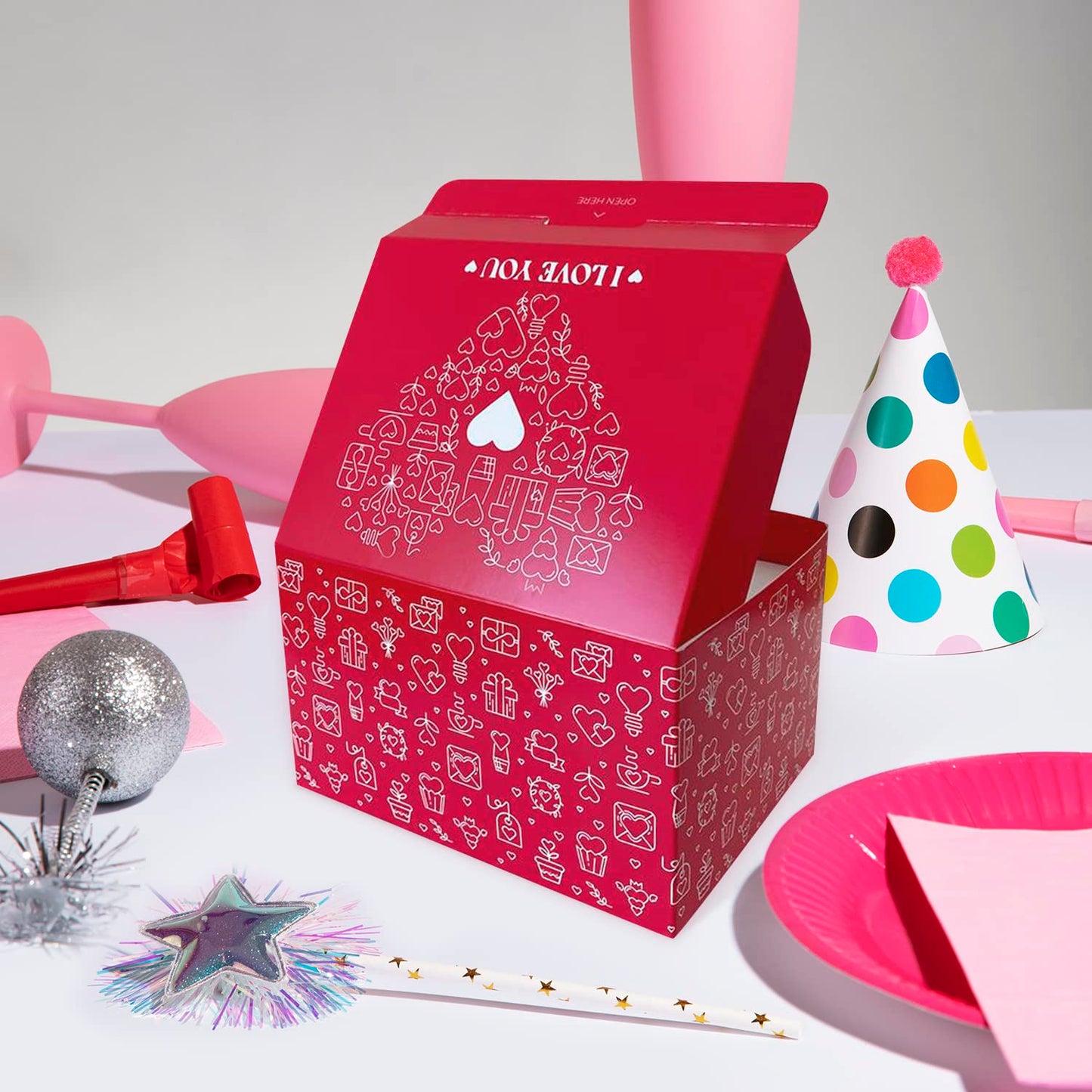 Love Gift Box Exploding Confetti (Love Heart) 7.1x5.5x4.3 inches, Surprise Romantic Pop up, Valentine's Day, Mother's or Father's Day