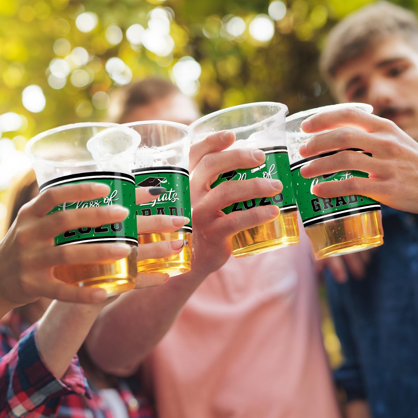 Gatherfun Class of 2026 Celebration - 100 Pcs 16oz Green Graduation Plastic Cups for Sturdy & Durable Drinkware for Grad Festivities | Essential Graduation Party Supplies & Decorations