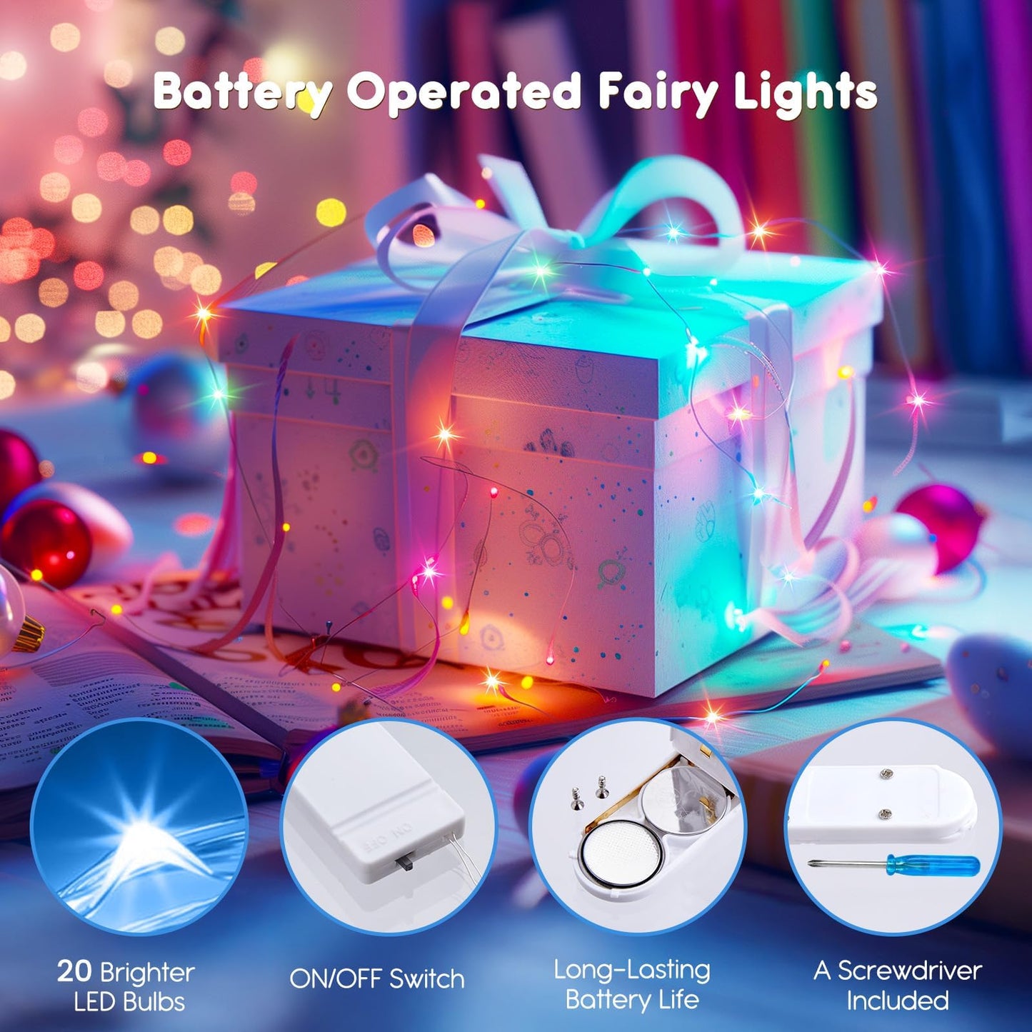 12 Pack Easter Day Pastel LED Fairy Lights Battery Operated - Waterproof Silver Wire 7 ft 20 LED Firefly Lights for Easter Day Decor DIY Craft Party Bedroom