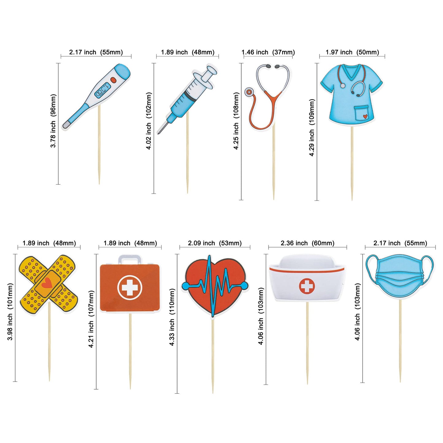 Gyufise 36Pcs Nurse Cupcake Toppers Nursing School Graduation Cupcake Picks for Medical Rn Nurse Grad Themed Birthday Party Cake Decorations Supplies