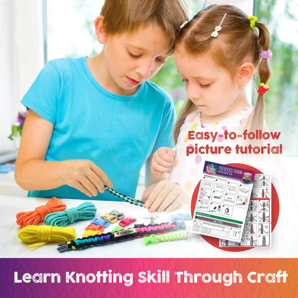 Paracord Bracelet Making Kit with Charms - Art & Craft Gift for Girls Age 8 9 10 11 12 & Teens 13 14 year old. Make Your Own Friendship & Fashion Jewelry for Birthday, Camp & Project Activity