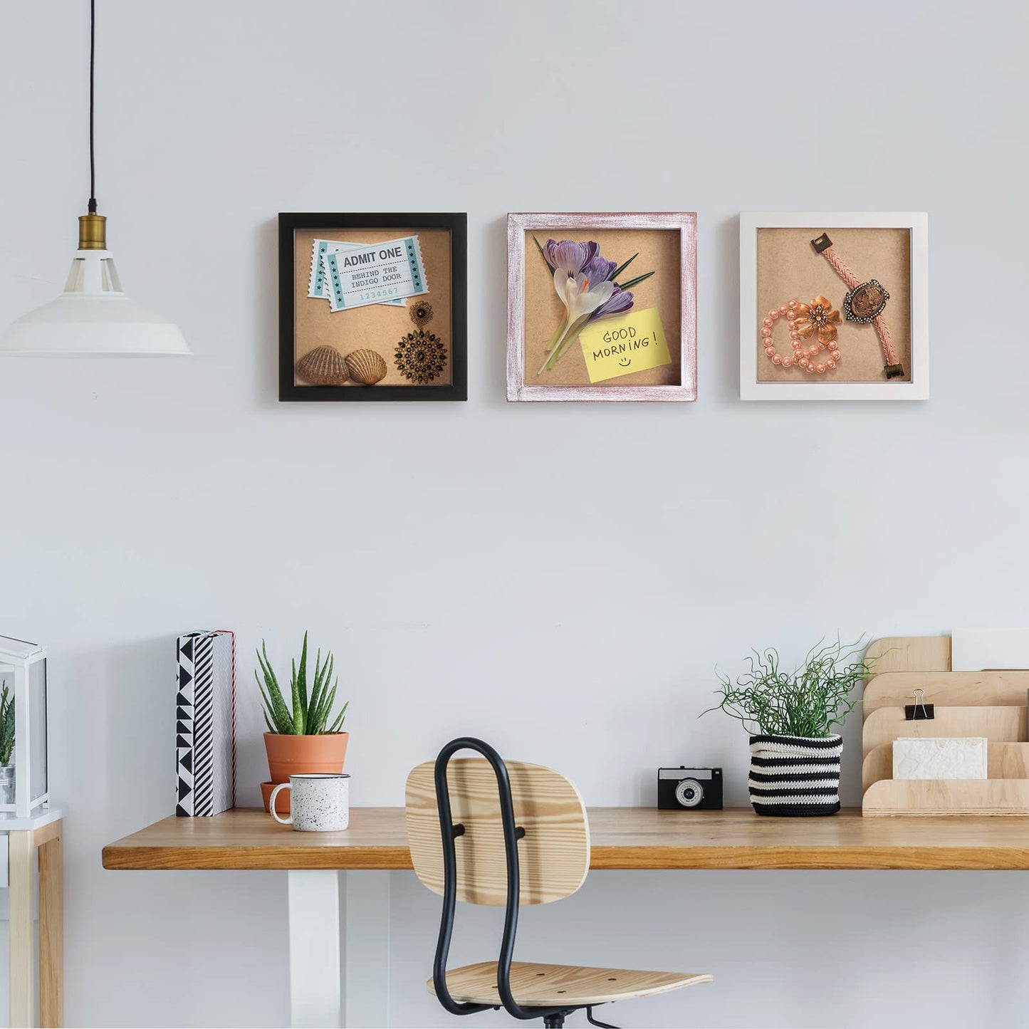 Small Shadow Box Frame 5 x 5 Shadowbox Display Case Wooden Picture Frame with Glass Wedding Memorabilia Medals Photos for Wall and Tabletop - White