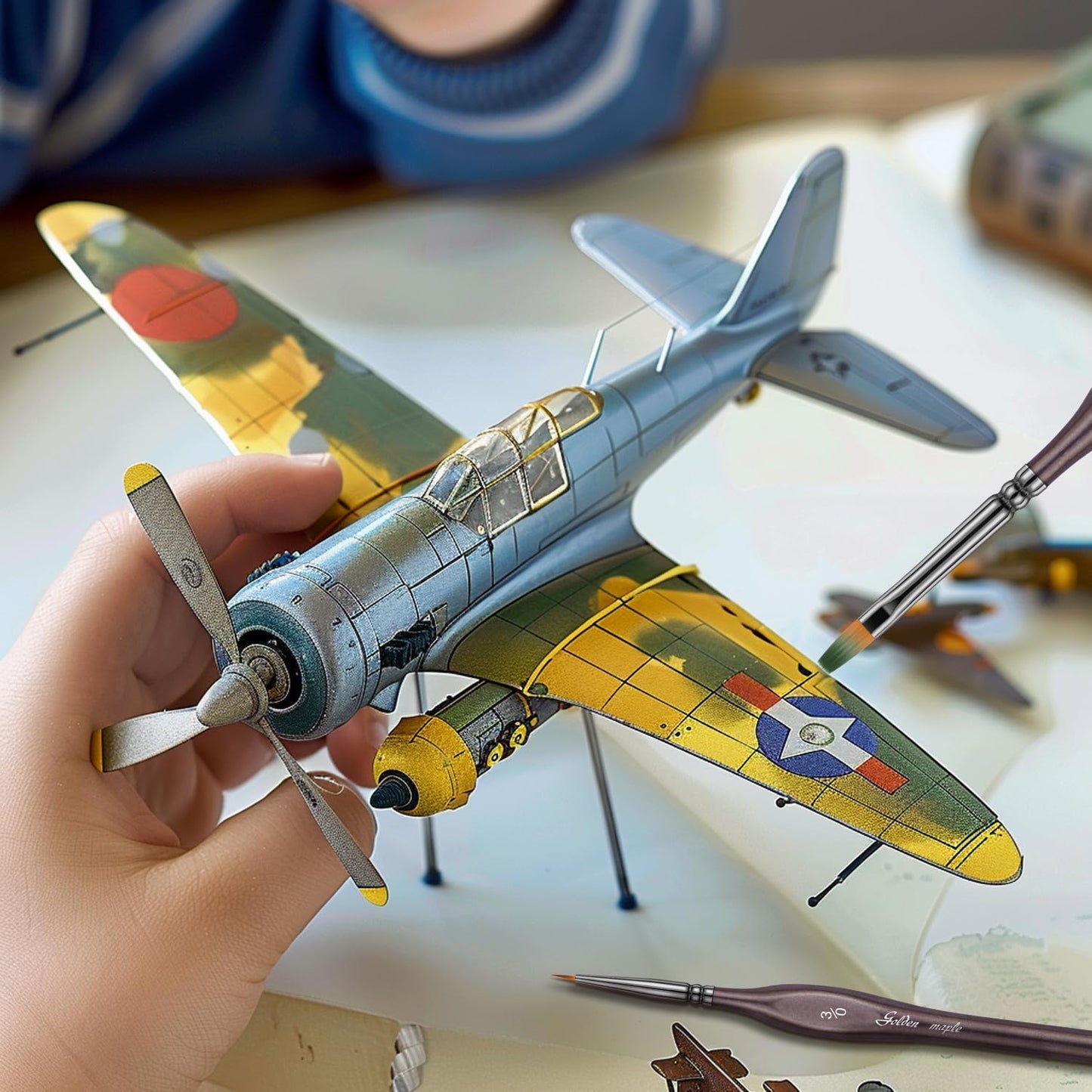 Golden Maple Miniature Paint Brushes, 15PC Small Paint Brushes Micro Model Detail Paint Brush Set, Fine Detailing for Acrylic, Oil, Watercolors & Paint by Number, Figurine (Brown)