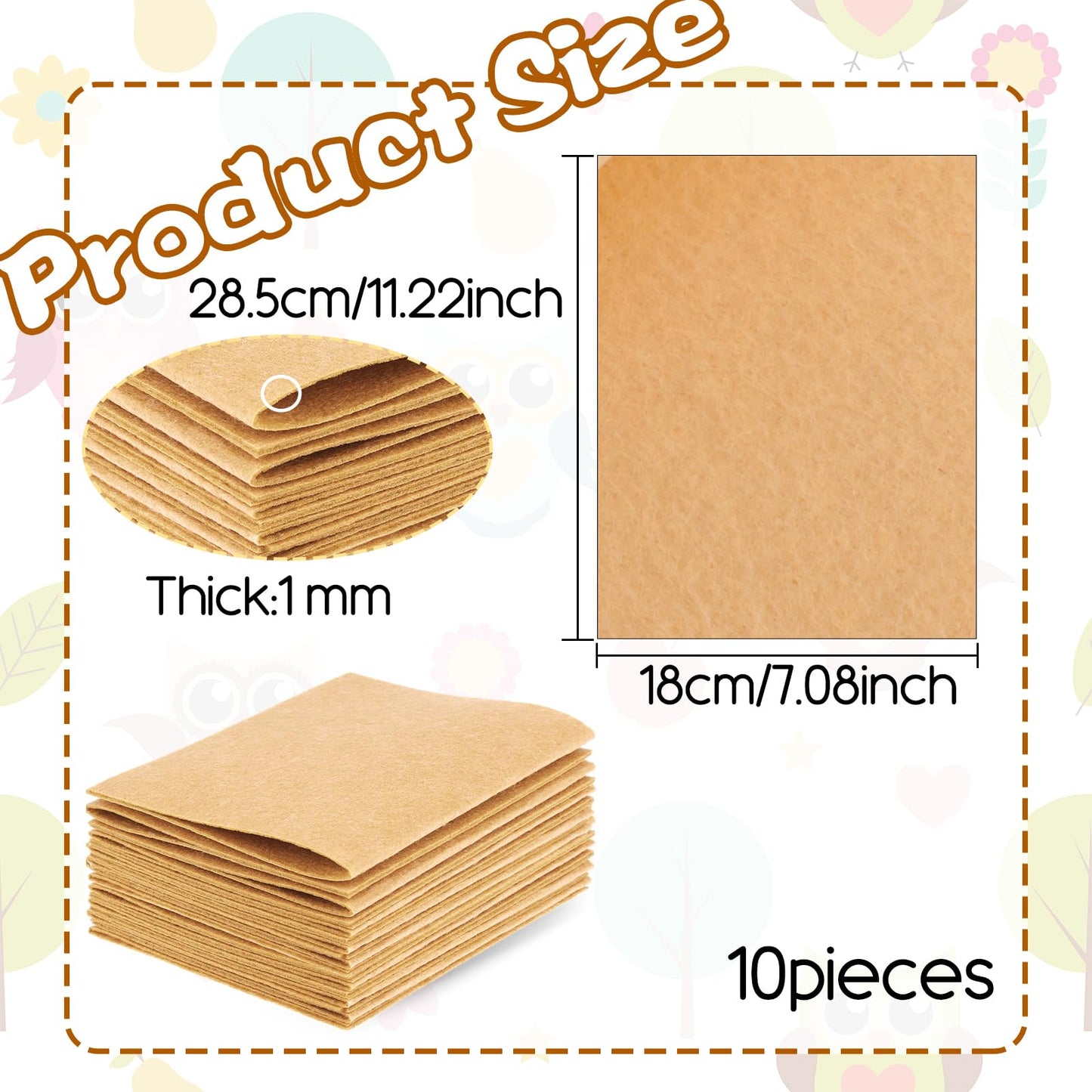 Felt Sheets Fabric, 7" x 11" Felt Fabric for Crafts 10Pcs Halloween Christmas Fabric Fall Felt for DIY and Sewing Projects(Skin Color)