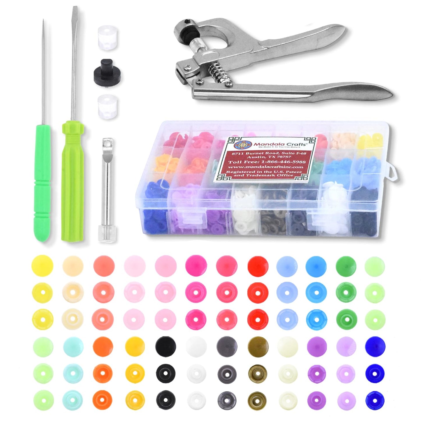 Size 20 12mm 1/2 Inch T5 Assorted No Sew Plastic Snaps Fasteners Buttons Kit with Press on Snap Tools Pliers for Sewing Fabric and Clothes, 360 Sets