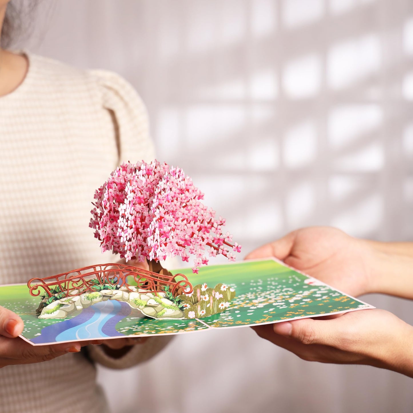 Pop Up Flower Birthday Cards, Cherry Blossom Tree 3D Pop Up Birthday Cards, Thank You Card 6x 8", Anniversary Card, Mother's Day Card, Valentines Card All Occasion for Women, Wife, Mom, Grandma, Her