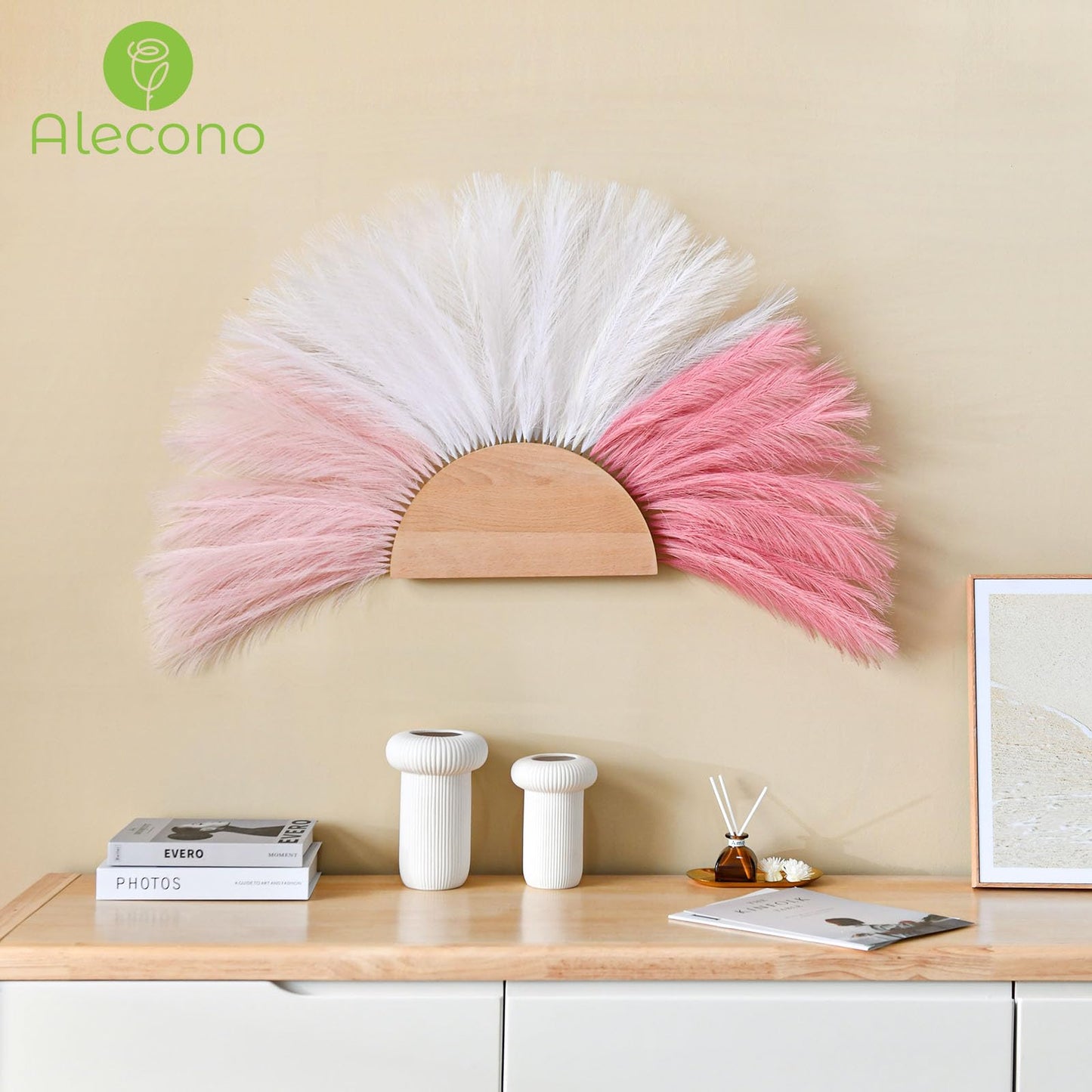 Alecono 𝟯𝟬𝙋𝙘𝙨 Pampas Grass 17in, Pink Pampas Grass Decor for Home Decoration, Faux Pampas Grass Wall Decor for Wedding Centerpieces Party Decorations(Blush, Cream, Pink)