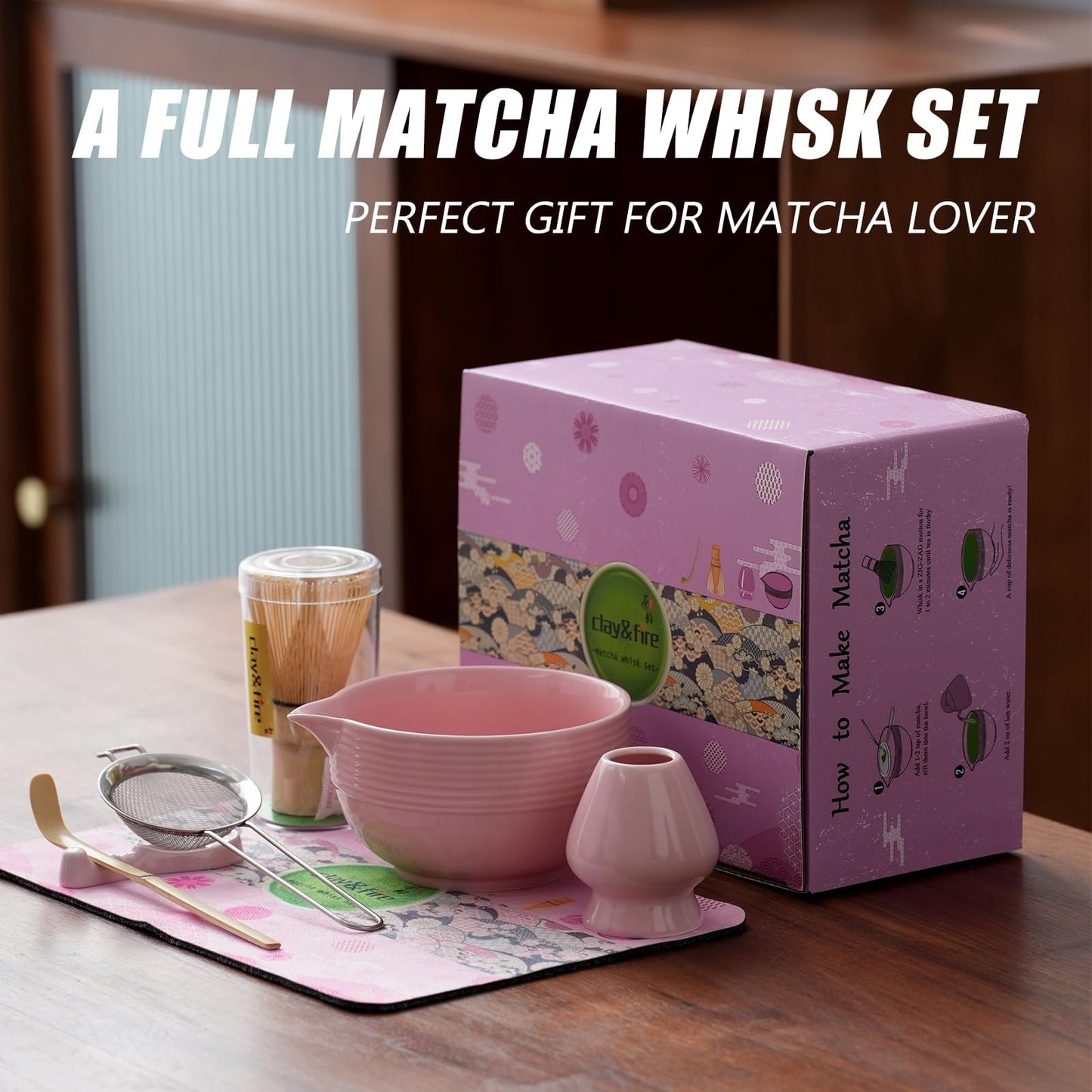 Matcha Whisk Set, 9 pcs Ceramic Matcha Set, Gifts for Women,Matcha Bowl with Spout and Whisk, Matcha Kit for Matcha Lovers, Ideal Gift Christmas, Birthday, Anniversary