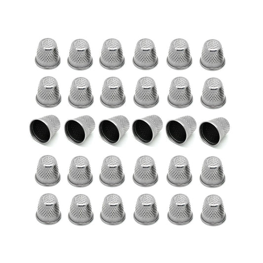 LGEGE 30PCs Silver toned Vintage DIY Crafts Metal Sewing Thimbles, Sewing Thimble (Size (Approx):19mm x 18mm)