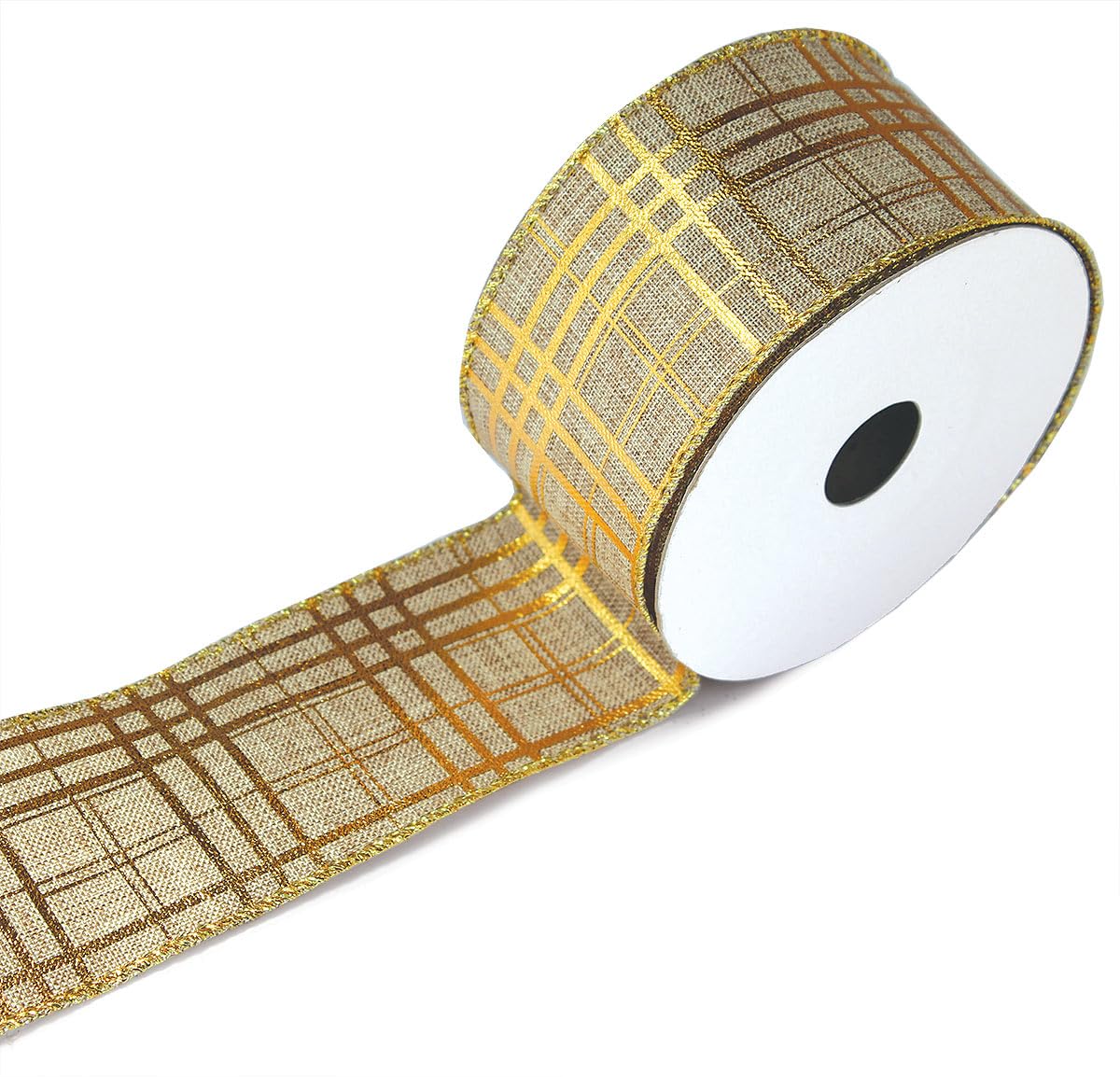 Gold Ribbon Wired Easter Ribbons for Baskets 2.5 Inch 6 Rolls 36 Yards Burlap Basket Organza Sheer Mesh Metallic Glitter Crafts Decorating Gift Wrapping Bows Wrap Bow Christmas Tree Topper Wreath