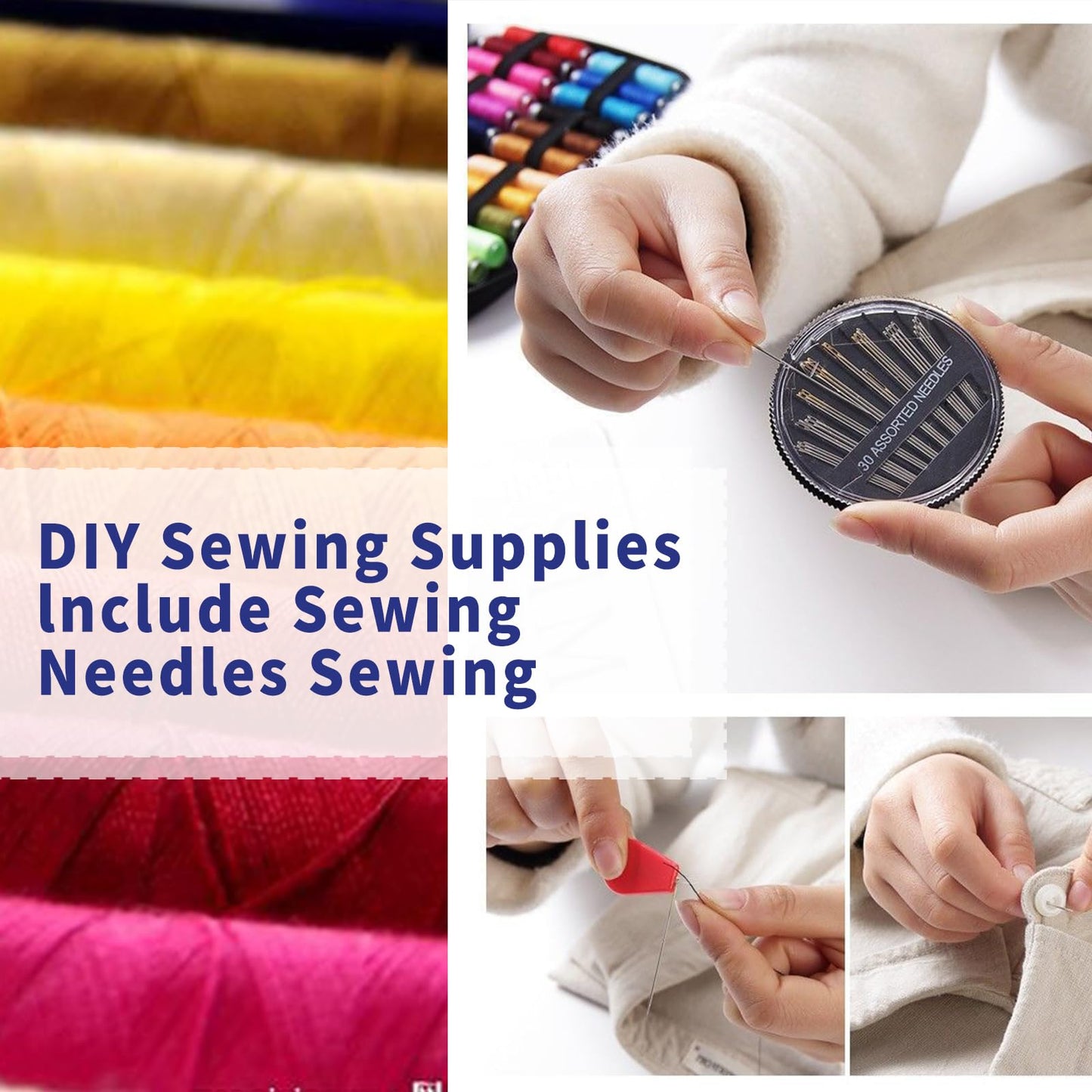 JUNING Sewing Kit with Case 168pcs Portable Sewing Accessories and Supplies for Home Traveler, Adults, Beginner, Emergency, Kids Contains Thread, Scissors, Needles, Measuring Tape