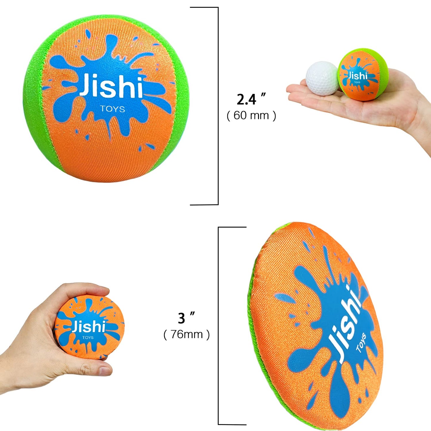 Jishi Skip Water Balls Beach Pool Toys for Kids 8-12 Boys Outdoor Summer Water Fun, Water Bouncing Ball Gift Swimming Pool Games Activities for Kids Ages 3-5 4-8-12 Year Old Boys Teens Adults & Family