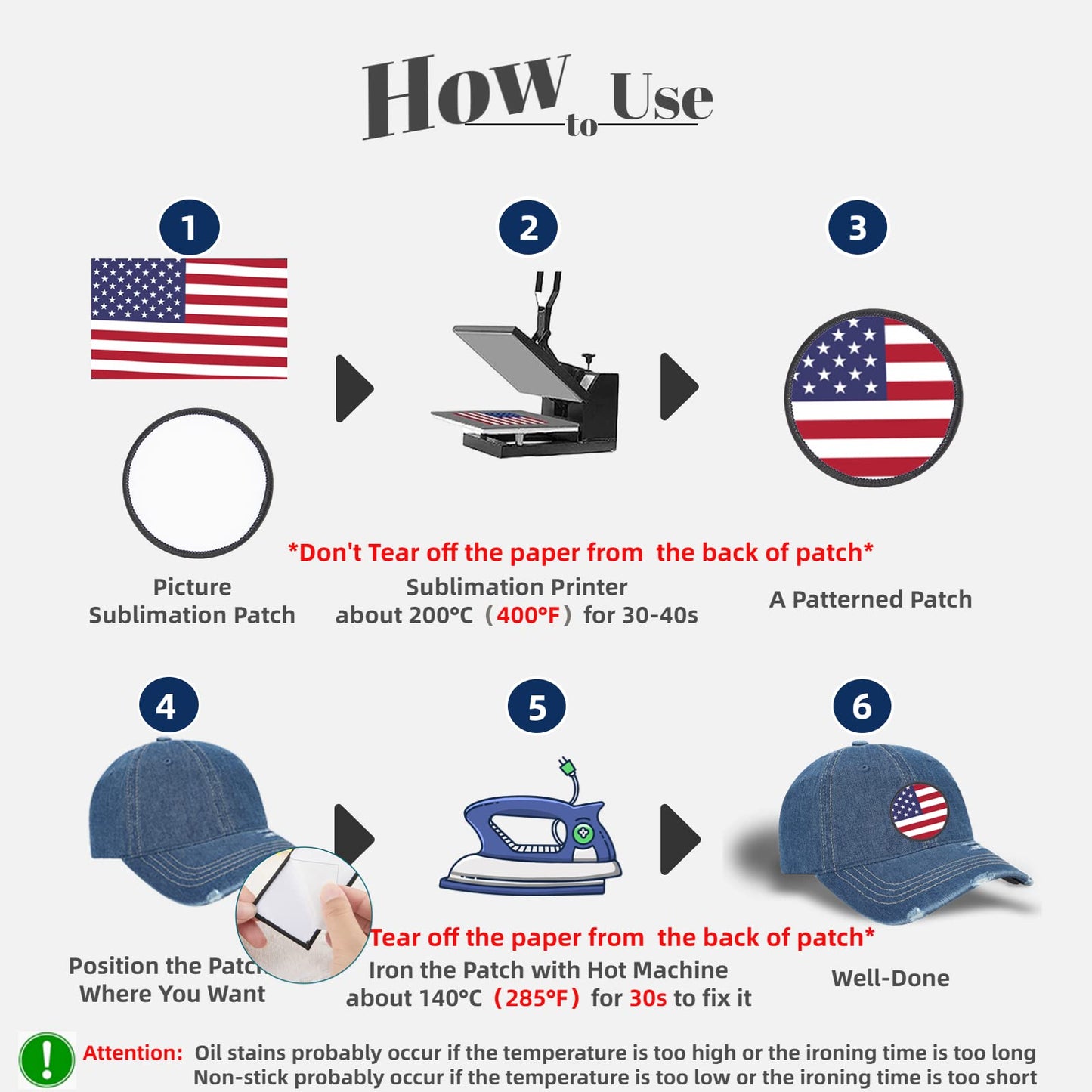 30 PCs Sublimation Patches - Iron On Blank Patches for DIY Crafts Hats Caps Backpack Uniforms (Round / 30PCs)