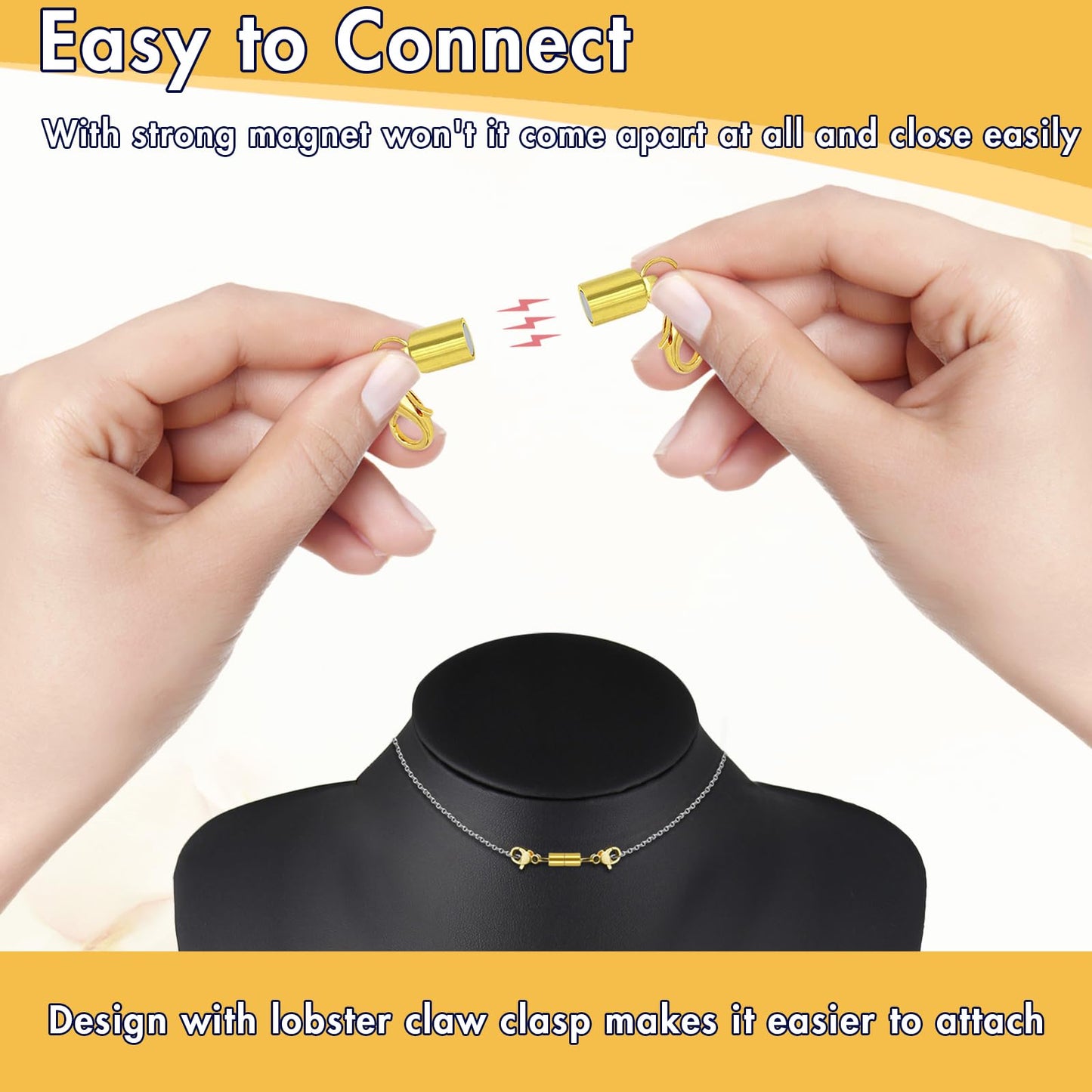 12 Pack Magnetic Necklace Clasps and Closures. Necklace Jewelry Extender with Strong Magnet. Magnetic Necklace Clasp for Jewelry Necklace Bracelet Making. Gold and Silver Plating (Regular)