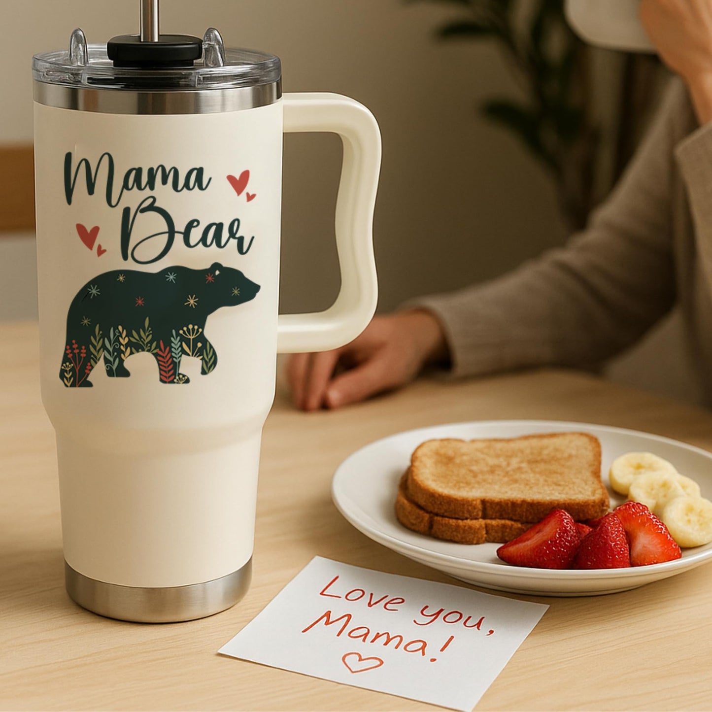 Mothers Day Gifts For Mom - Mama Bear Tumbler With Handle 40oz, Mommy Coffee Mug, Mama Tumblers, Momma Gift Ideas, Funny Birthday Present For Her, Cute Mother Day Gift Tumbler, Mom Cup