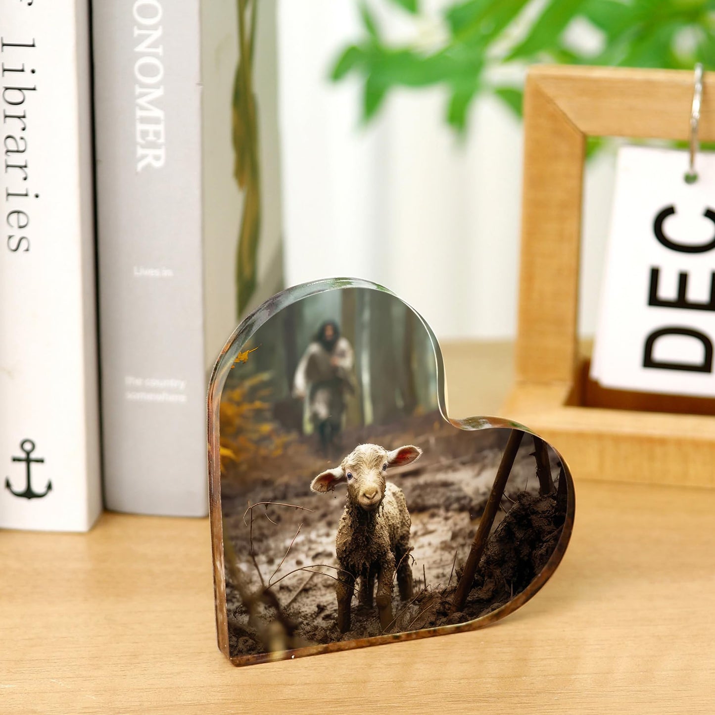 Christian thank you gifts - Jesus and Lamb Religious Home Decor for Mom Gifts ,Inspirational Christian Gifts for Women,Friends,Mother's,teacher,christians,pastor,Baptism,Christmas, or Birthday (4"x4")D-238