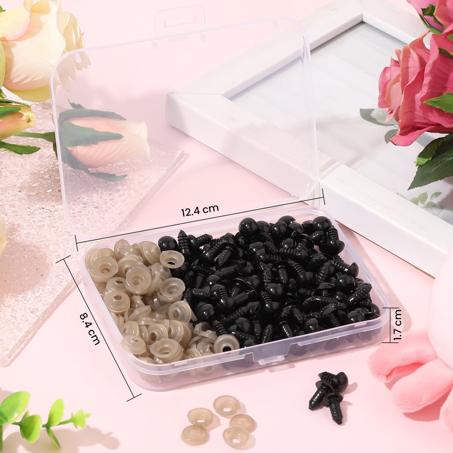Vanblue Safety Eyes 260PCS 10mm Plastic Black Craft Eyes Teddy Bear Eyes with Washers for Amigurumi Stuffed Animals Crochet Toys Crafts Making Halloween Decorations