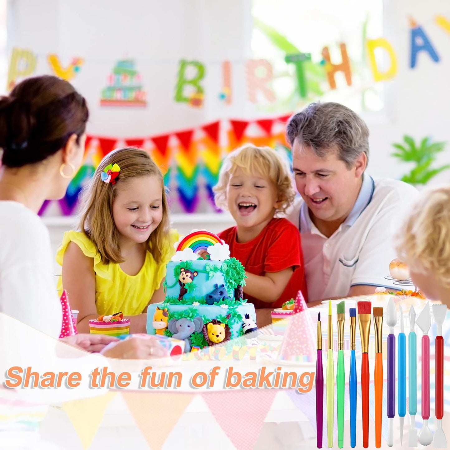 19 Pieces Cake Decorating Tools,Cookie Fondant Modeling Set,Marshmallow Sculpting Brush and Fondant Modeling Tools for DIY Cake Sugar Gum Paste Decorating Supplies