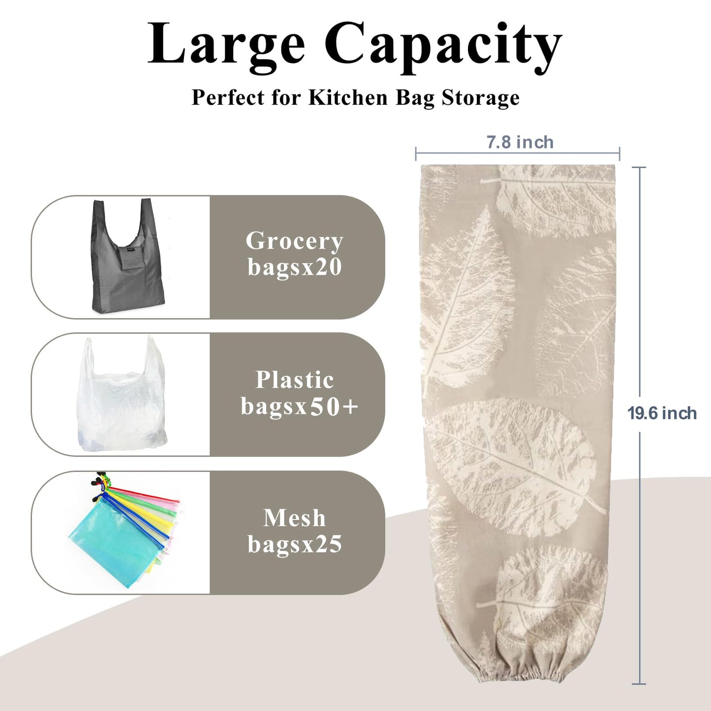 TOGETRUE Plastic Bag Holder, Wall Mount Plastic Bag Organizer Dispenser, Heavy Duty Grocery Bag Storage Holder for Home Kitchen Camper (Tablet Leaves)