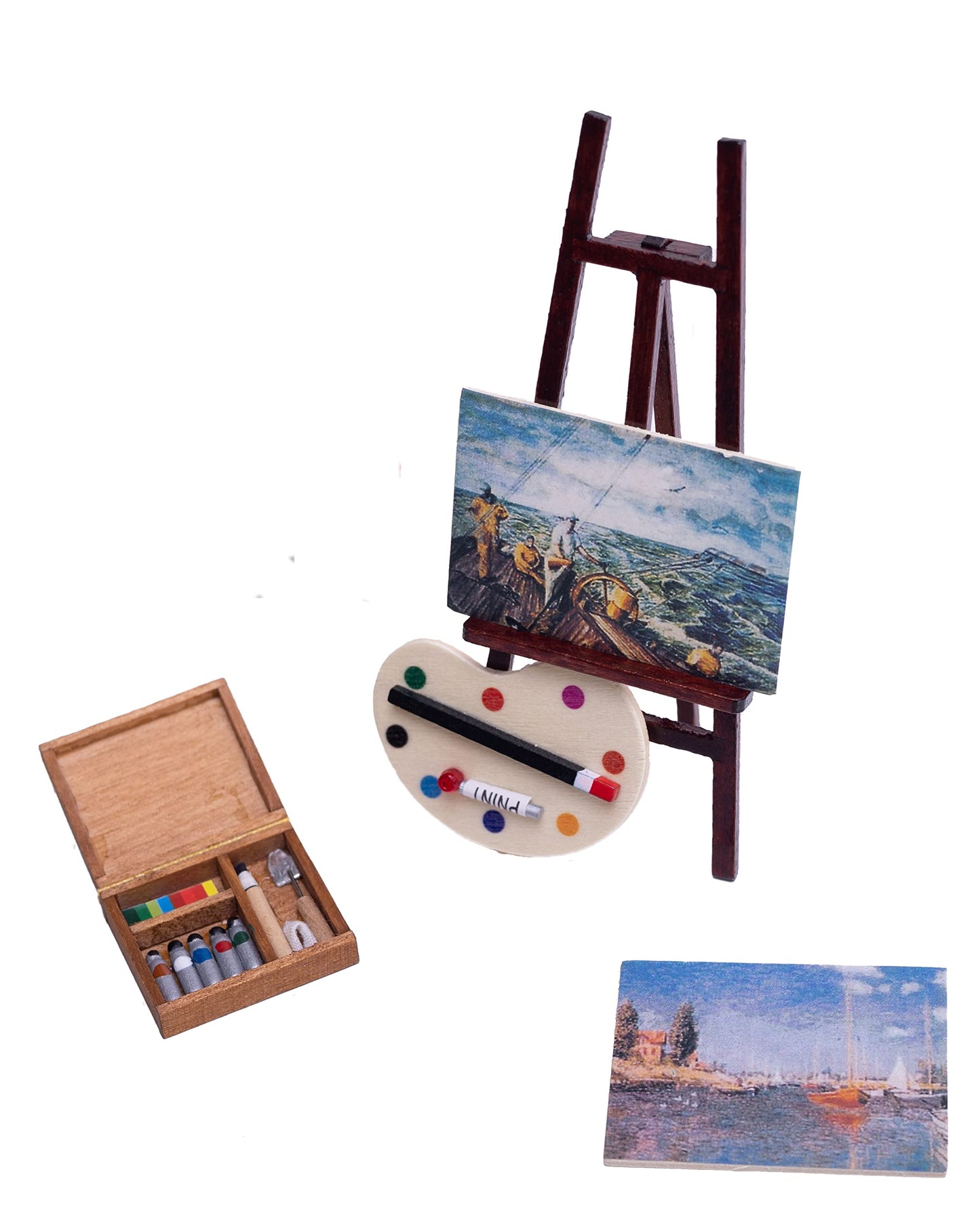 Fateanuki Doll House Accessory Painting Tool Set Miniature Dollhouse Toy Balcony Patio Furnitures Decoration Accessories 1 12 Scale