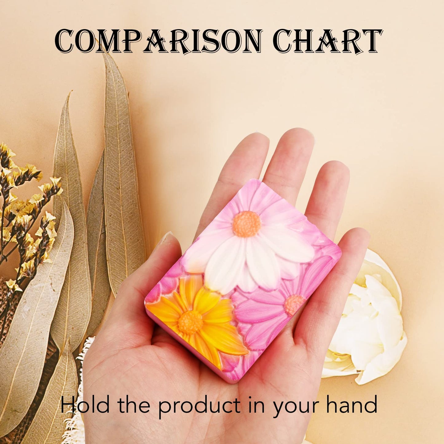 Moukiween Flower Soap Molds Silicone-2PCS 4 Cavities Rectangle Soap Mold 3oz,Flower Shapes Silicone Molds for Soap Bath Bombs Shower Steamer Lotion Bars