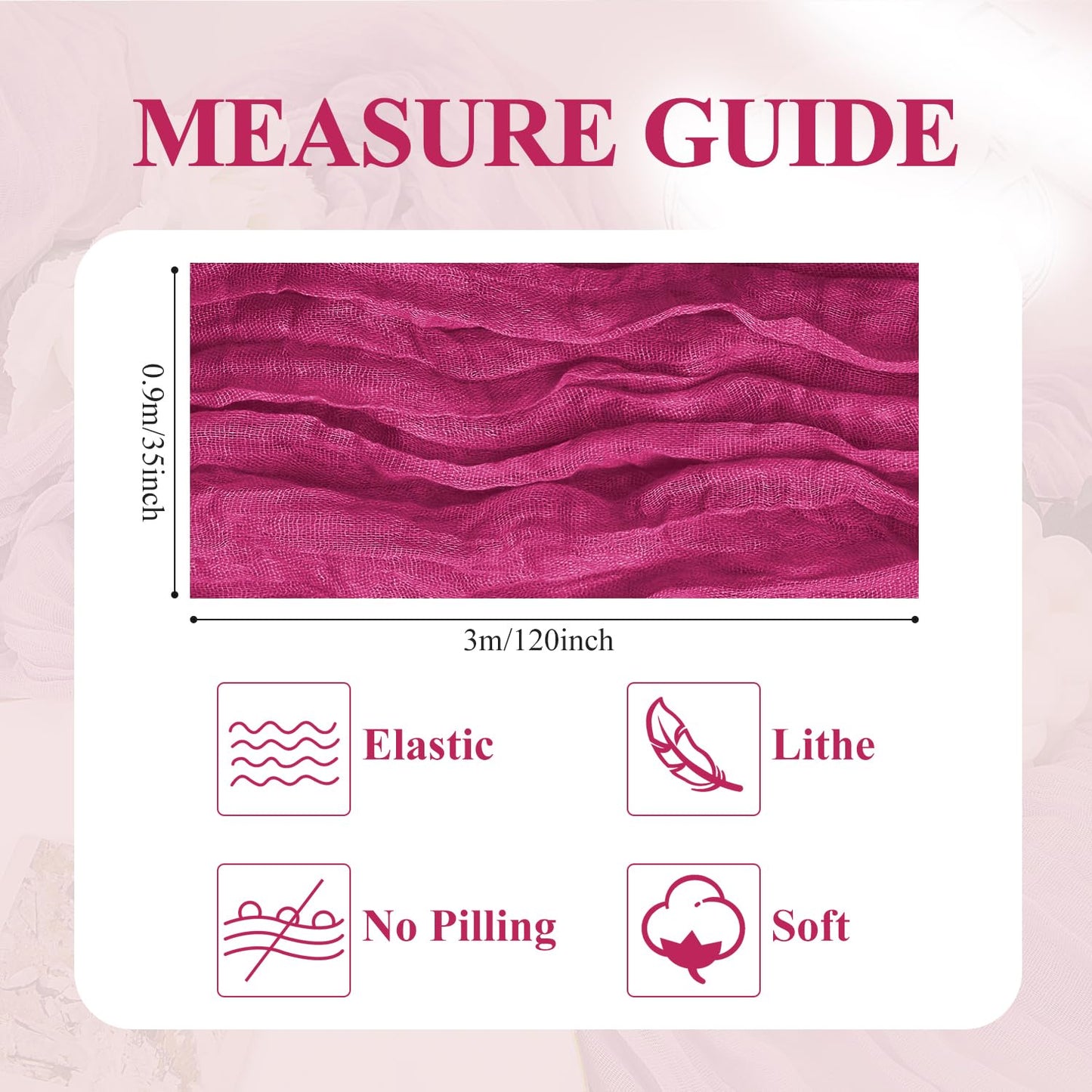 Cheesecloth Table Runner 120 Inches Long Fuchsia Boho Gauze Cheese Cloth Runner 10FT Rustic Sheer Fall Table Runners for Thanksgiving Wedding Party Baby Shower Decoration