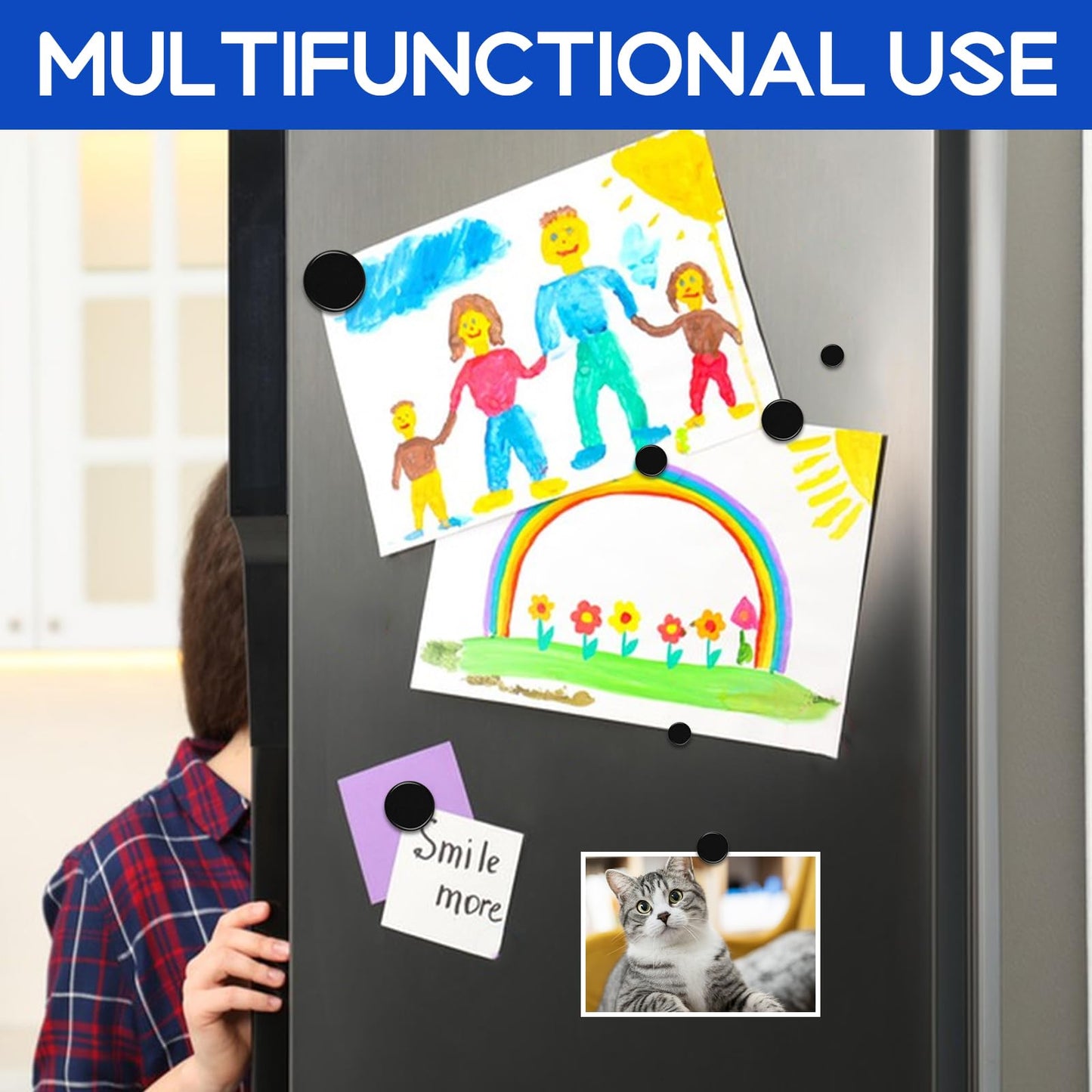 VSKIZ 50Pcs Small Magnets, 5 Different Size Tiny Rare Earth Magnets Strong Circle Magnets for Refrigerator Mini Office Magnet for Dry Erase Board, Crafts, DIY, Kitchen Cabinet