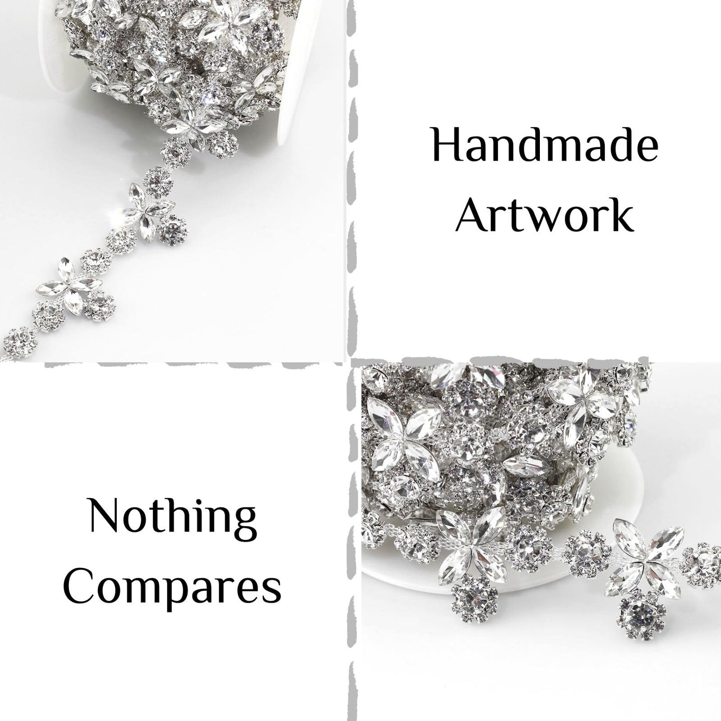 PEARLY JUN Rhinestone Trim Chain Sliver Applique Stringing Ribbon DIY Jewelry Wedding Party Bracelets Craft Bridal Bouquets Embellishment Accessories