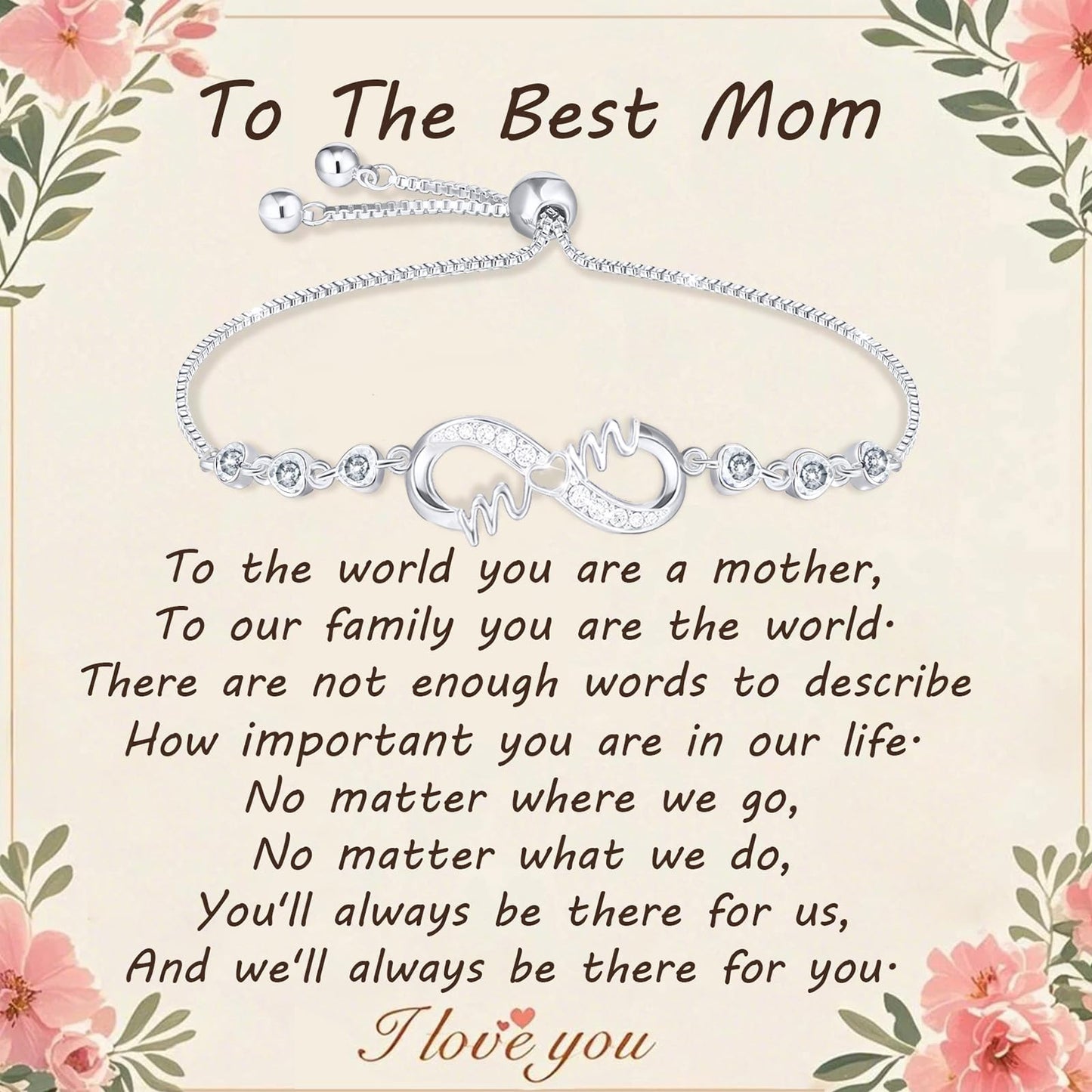 Esirly Mothers Day Gifts - Gifts for Mom Silver Bracelets for Mothers day Birthday Thanksgiving Gifts from Son Daughters