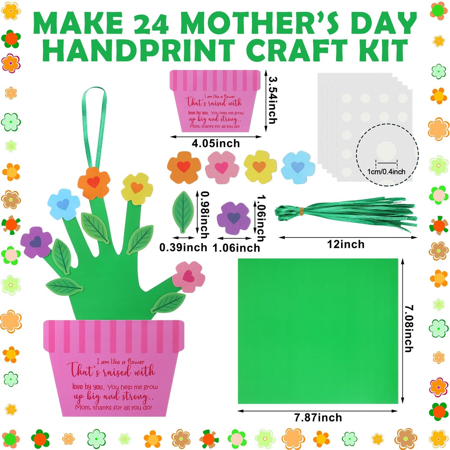 Syhood 24 Set Mother's Day Craft Kit Handprint Flowers Pot for Mom Inspirational DIY Craft Kit Gift for Home Activities