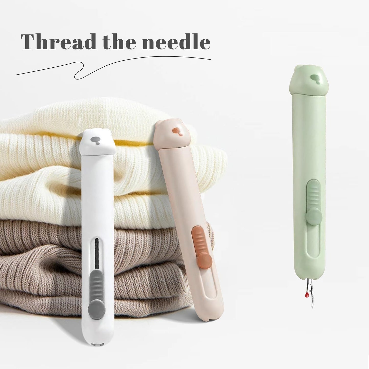 Upgraded 3 in 1 Automatic Needle Threaders Seam Ripper with Needle Storage,Needle Threaders for Hand Sewing, Embroidery,Quick Needle Threading Tool (1PCS-Green)