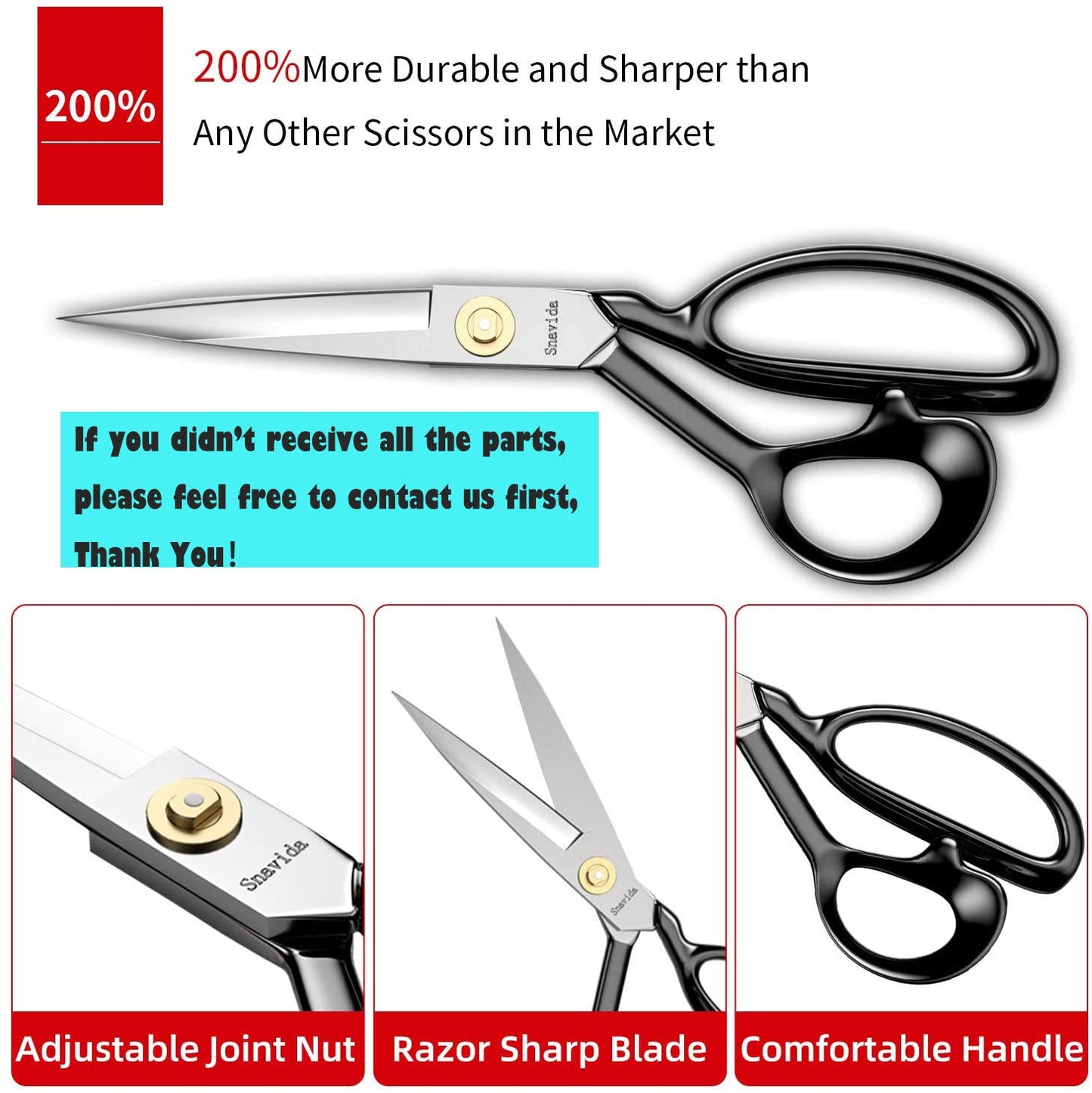 Fabric Scissors Tailor Sewing Shears - 9 Inch Heady Duty Scissors for Fabric Cutting Professional Ultra Sharp Cloth Tailor Scissors Multipurpose Utility Dressmaker Leather Titanium Scissors (9Inch)