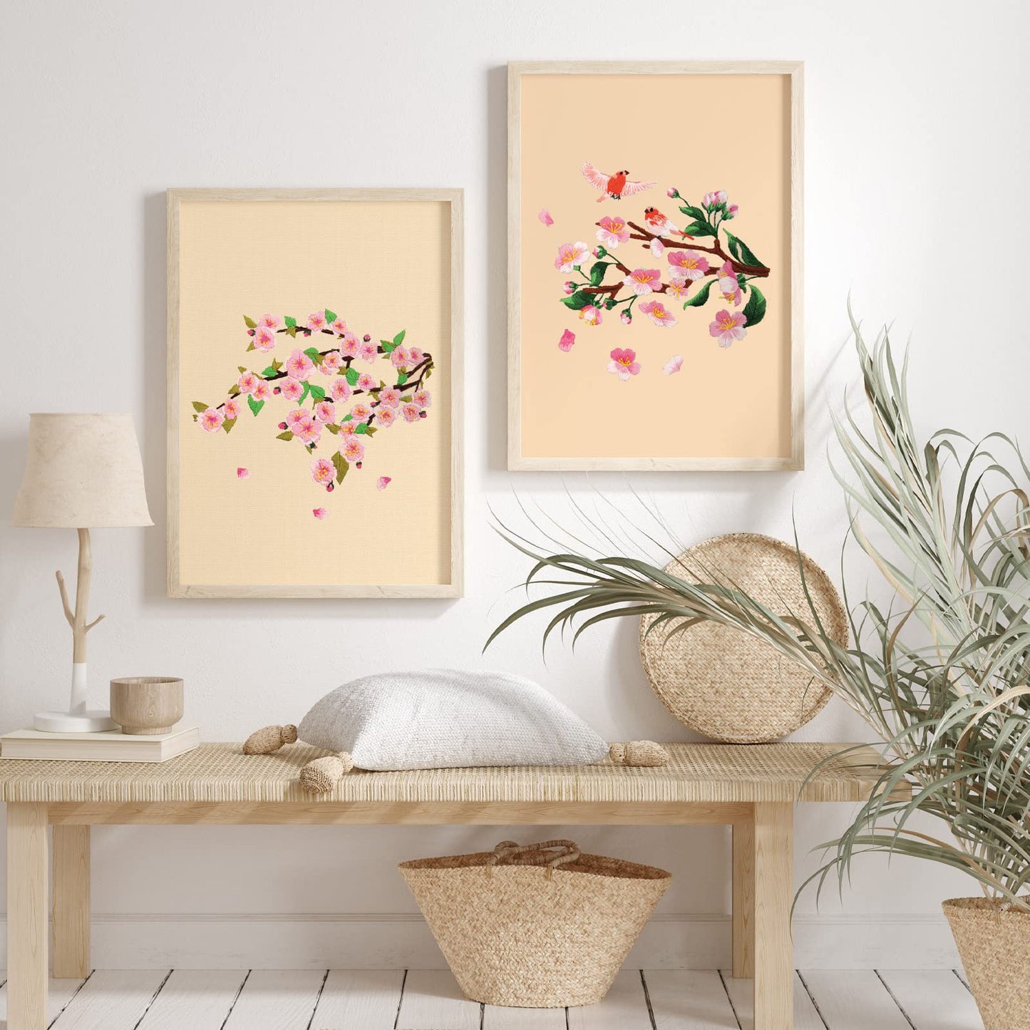 5 Sets Floral Embroidery Kit for Beginners Adults Flower Embroidery Starter Cross Stitch Kits with Flower Stamped Patterns and Instructions Include Hoop Threads Needles Fabric for Art Starter