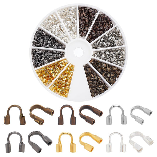PH PandaHall 540 Pcs 6 Colors Brass Wire Guardian Wire Cable Protector U Shape Wire Guard Loops for Earring Bracelet Jewelry DIY Crafts Making