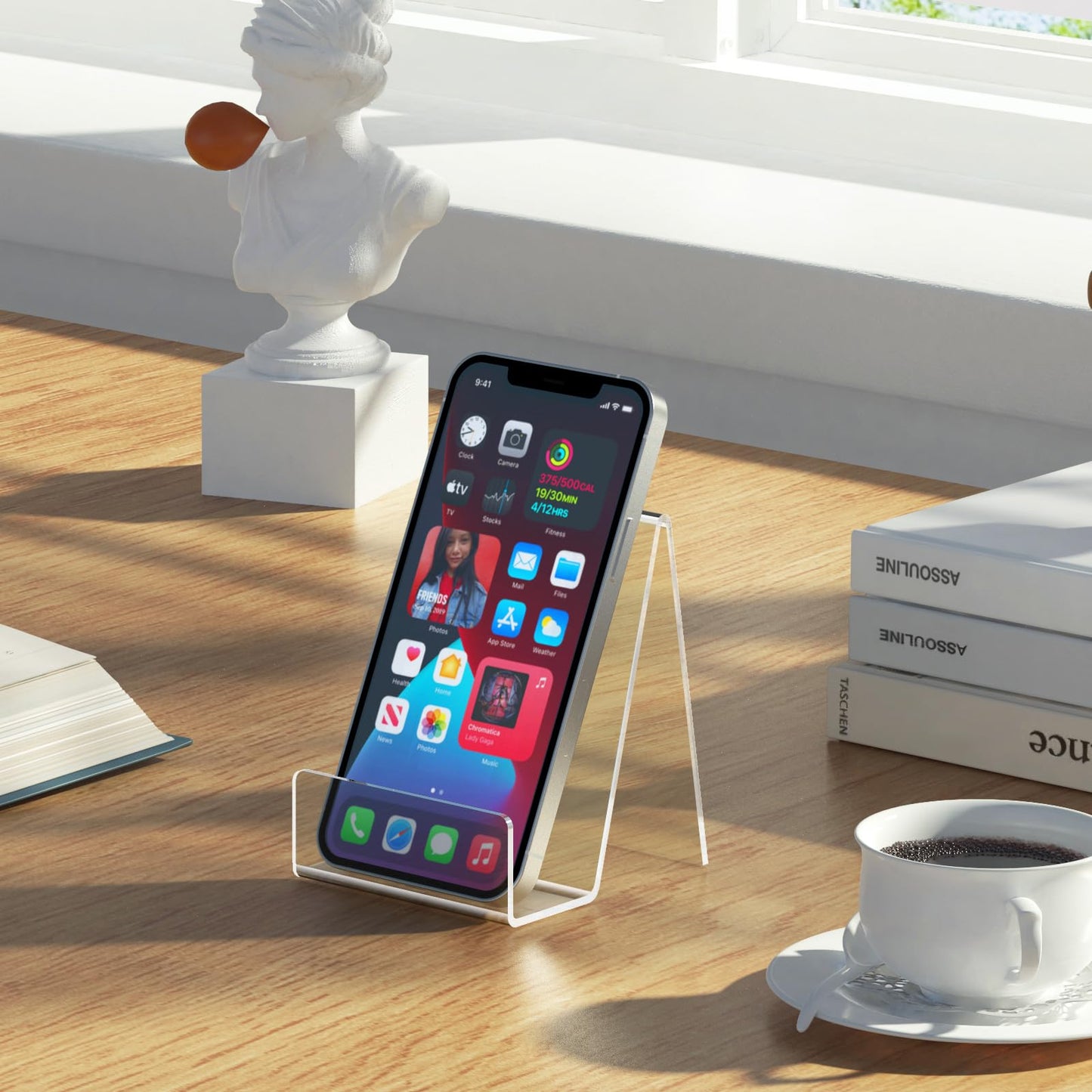 4 Pack Acrylic Book Stand, Book Holder for Display, Clear Easel Stand for Display, Display Holder for Postcard, CD, Frame, Picture, Magazine, Plate, Phone, Sticker