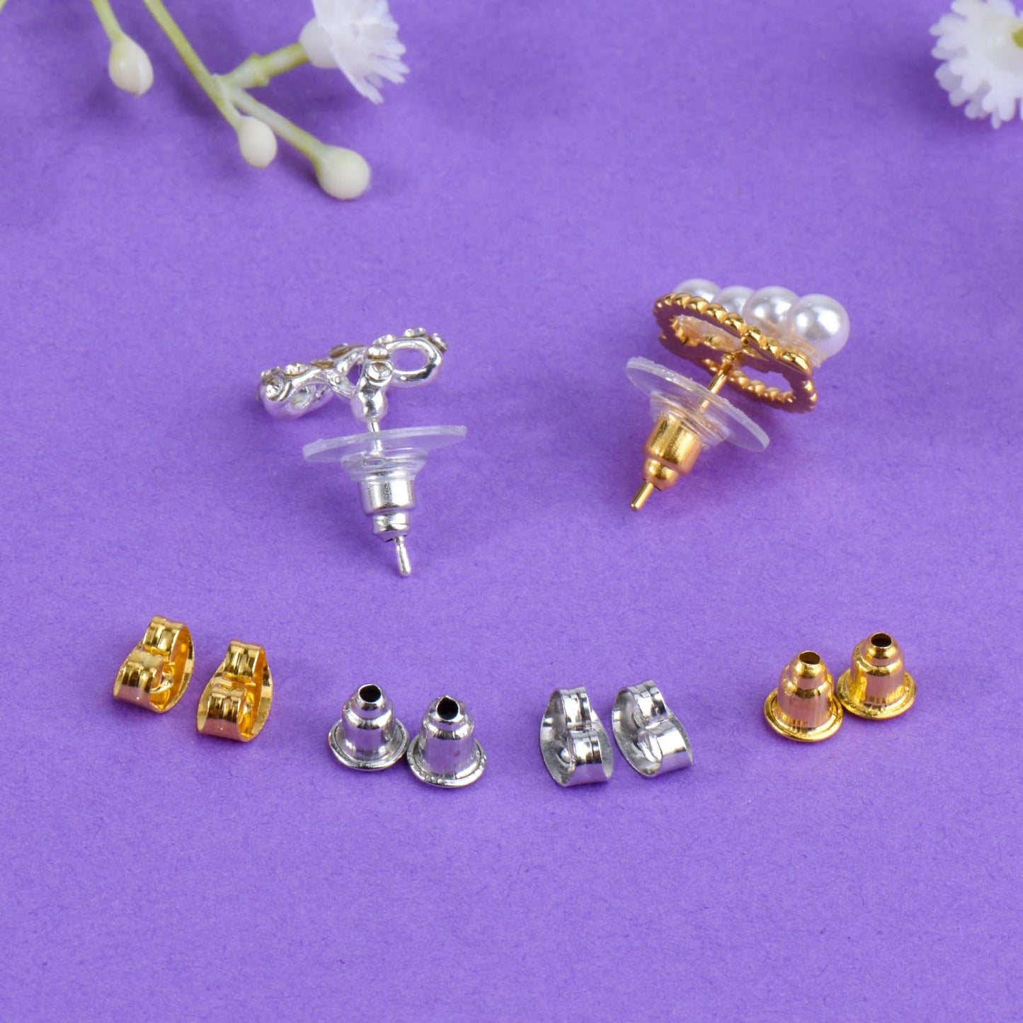 6 Styles Earring Backs for Studs/Droopy Ears/Heavy Earring,170 Pcs Clear Metal Backs Replacements Hypoallergenic Backings Clutch Stoppers Kits for Fish Hook Studs Hoops