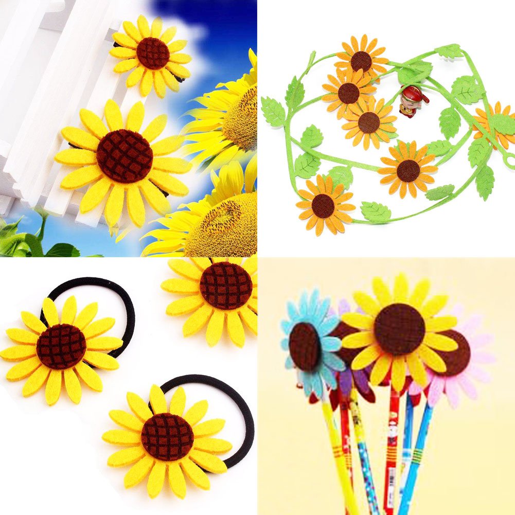 KESTAR 50pcs Felt Sunflower Applique Patches for Scrapbooking DIY Craft Making Clothes Sewing Handcraft Decoration, 4CM